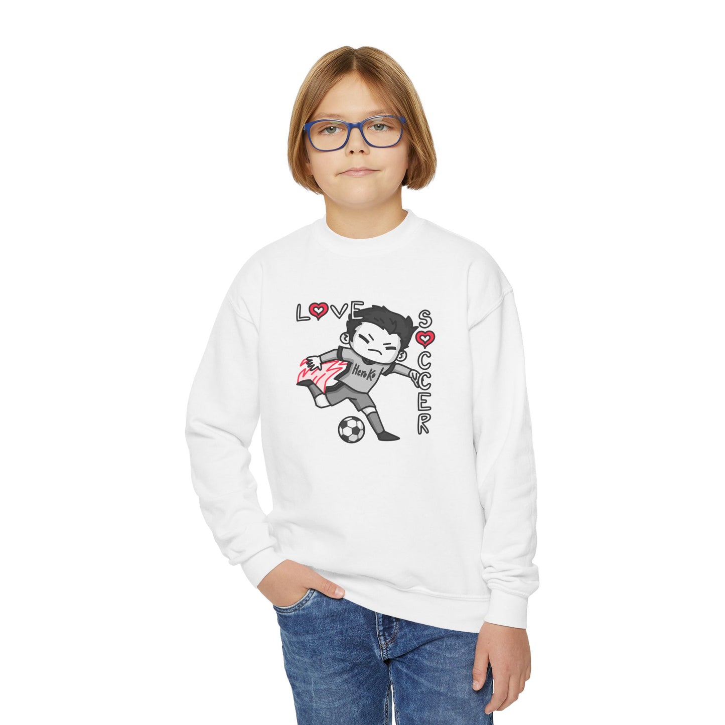 Youth BOYS LOVE SOCCER Crewneck Sweatshirt