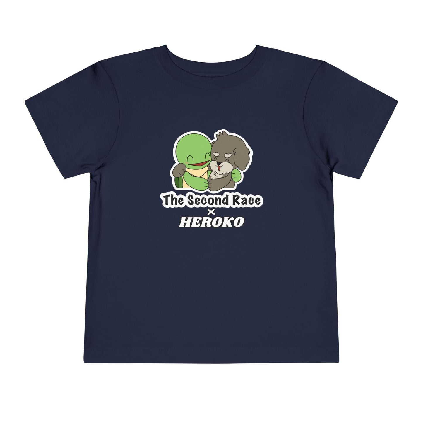 Toddler Tee — Cute "The Second Race" Cartoon Turtle & Puppy Graphic