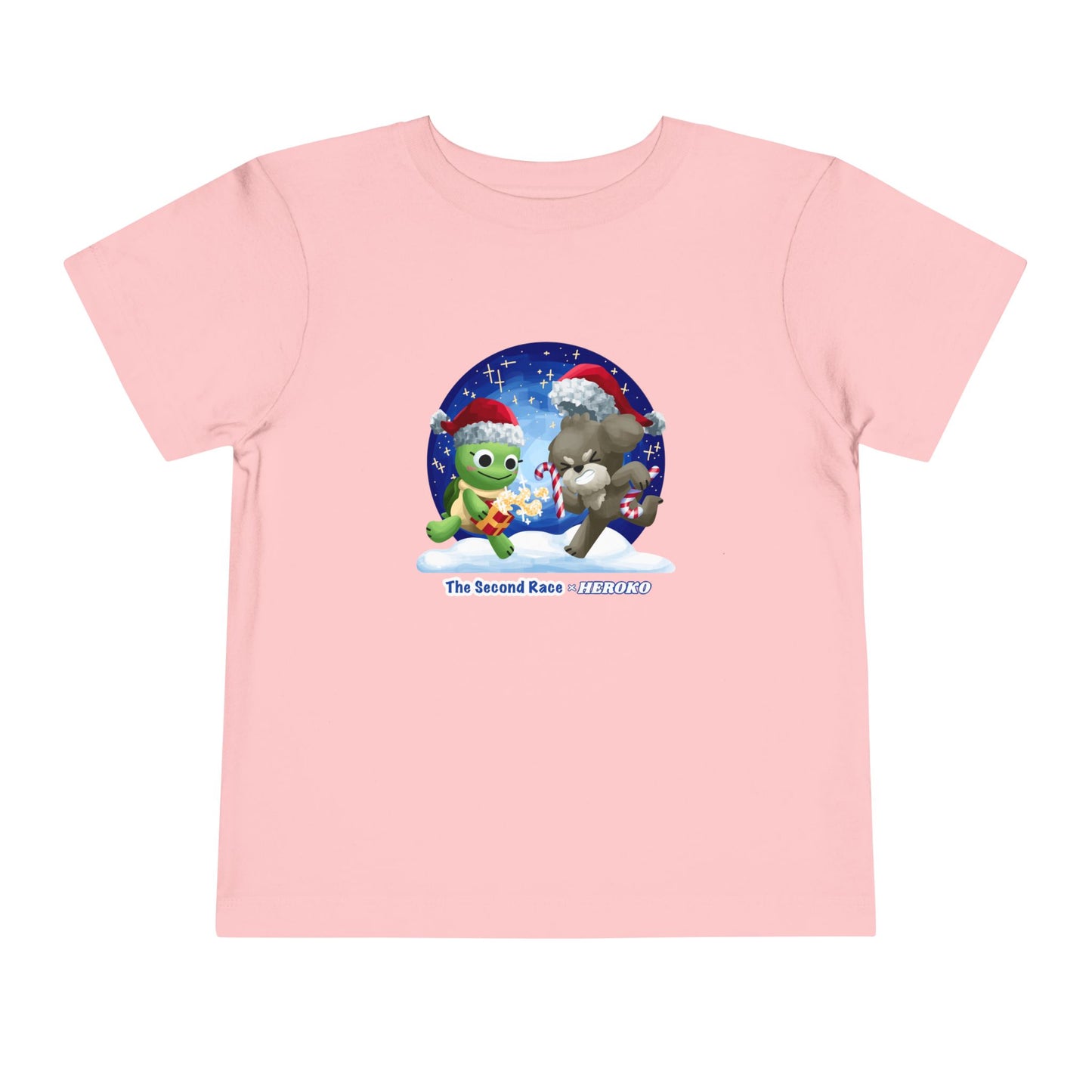 Toddler Tee - Cute Christmas Turtle & Puppy in a Snow Globe Holiday Design