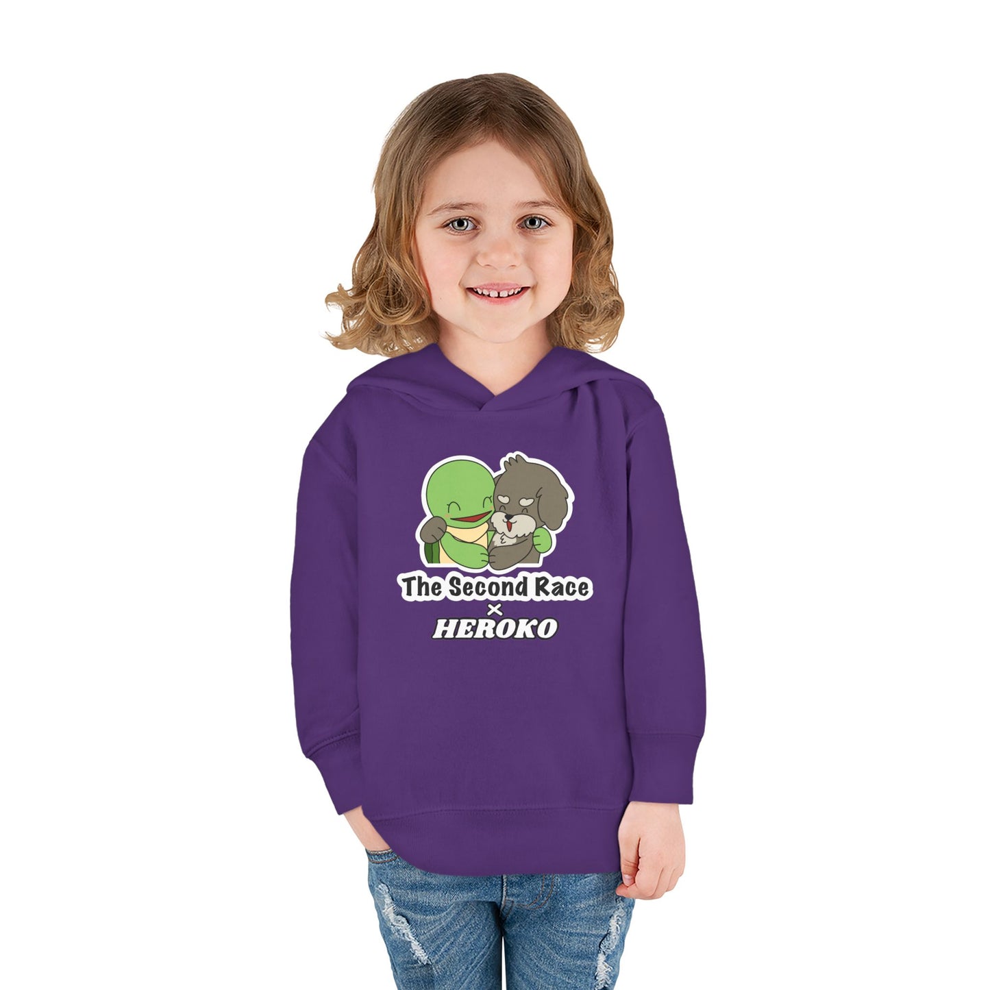 Toddler Hoodie - Cute Turtle & Dog "The Second Race" Fleece Pullover