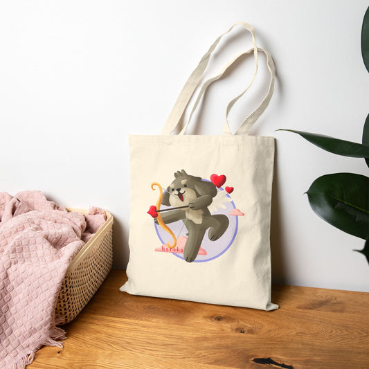 Canvas Tote Bag - Cute Dog Valentine's Day Design