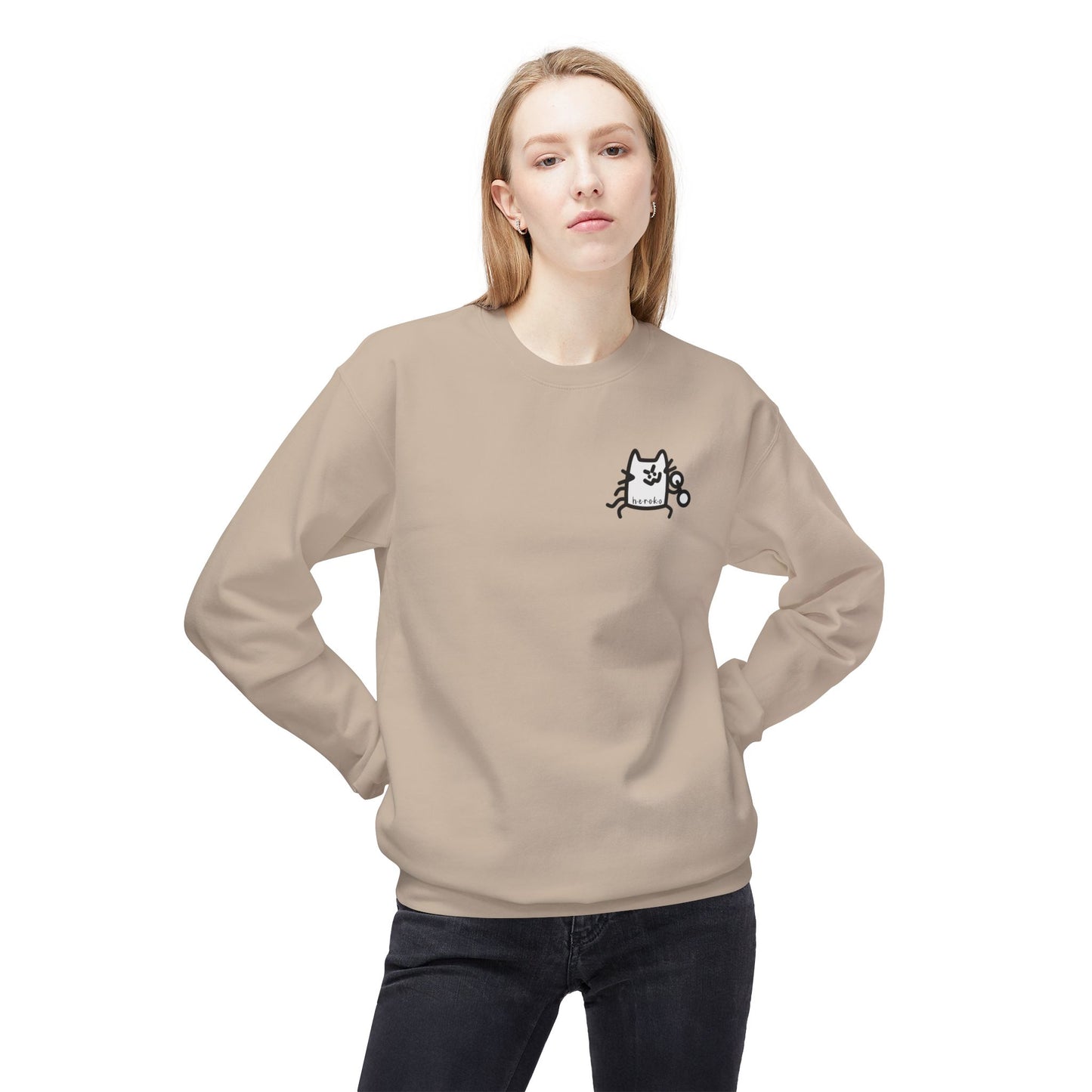 Adults CATS WORKIN’ OUT Fleece Crewneck Sweatshirt