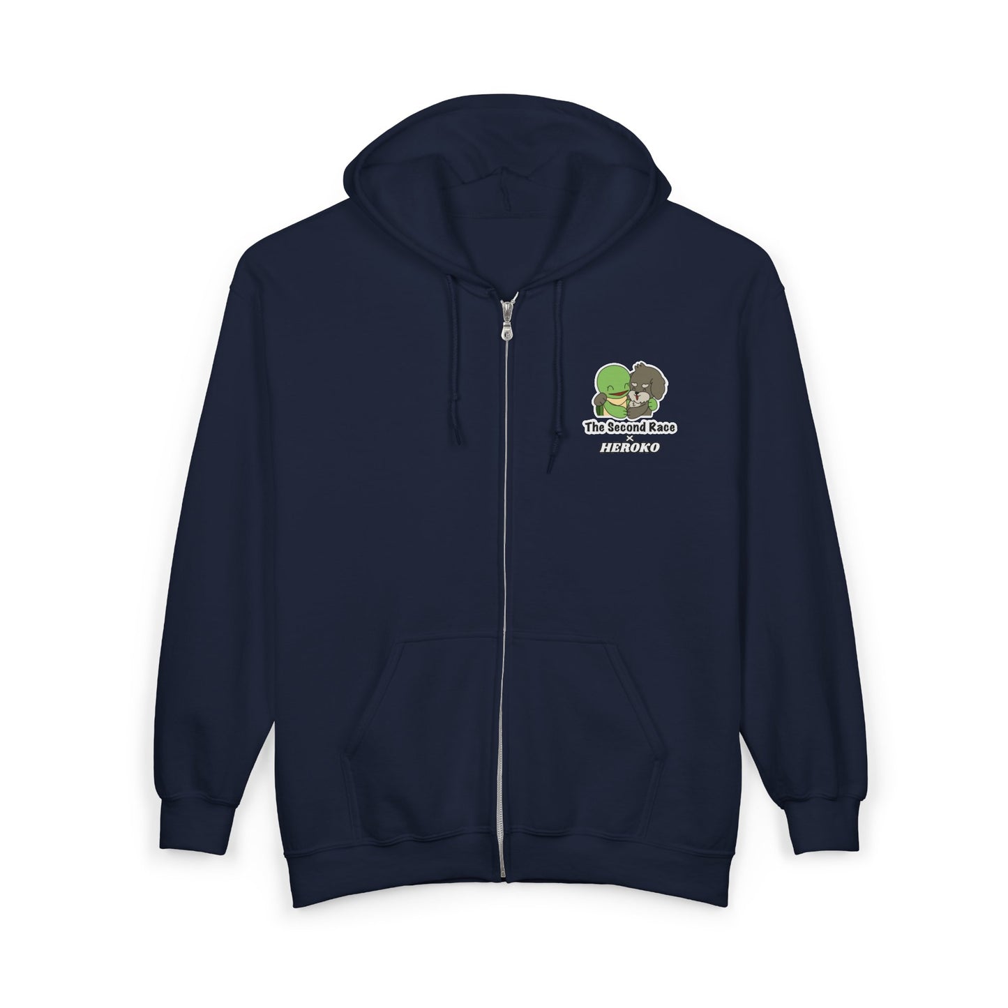 Adults Full Zip Hoodie - Hugging Turtle and Puppy from "The Second Race" Book Design