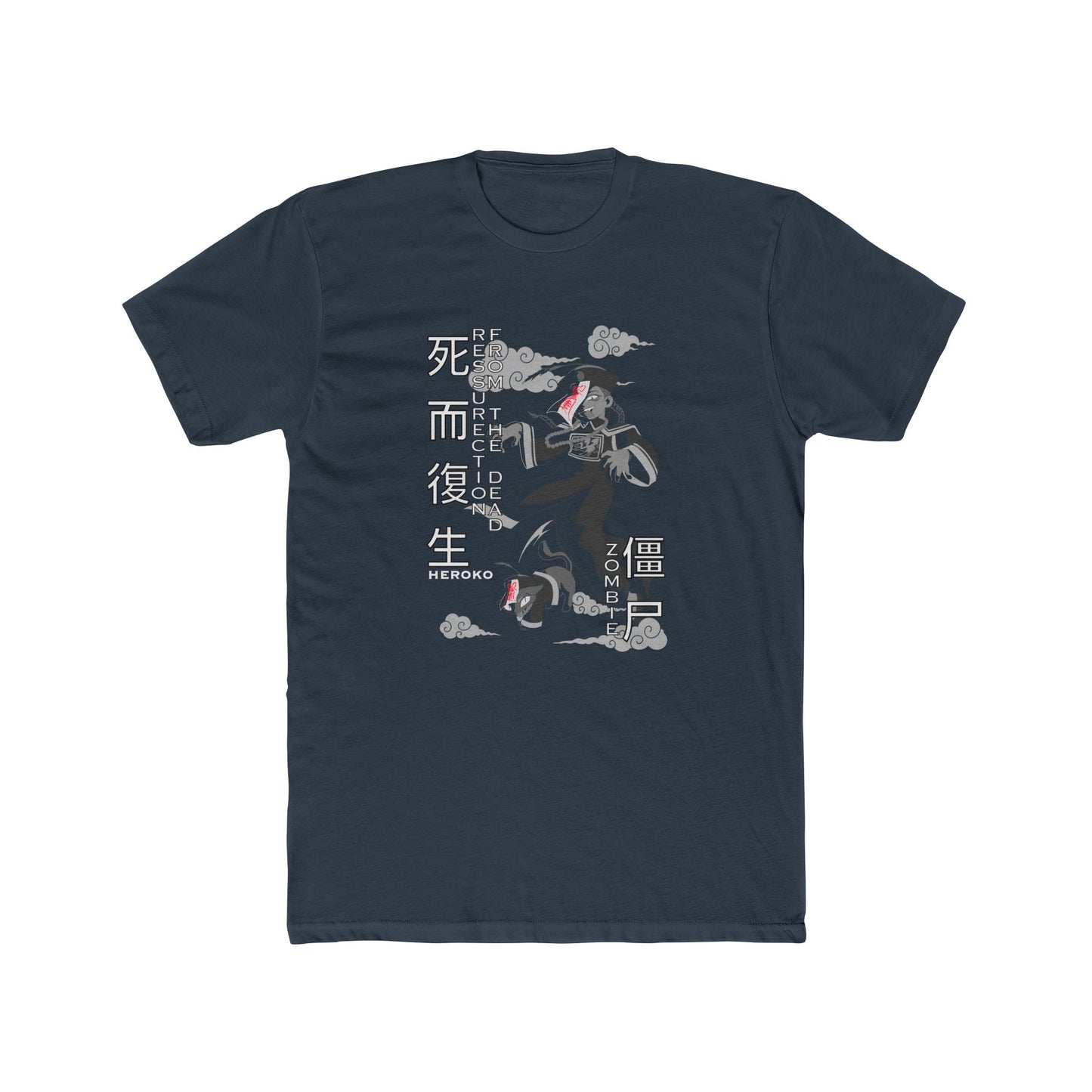 Spooky Unisex Tee, Chinese Ancient Zombies B&W Design