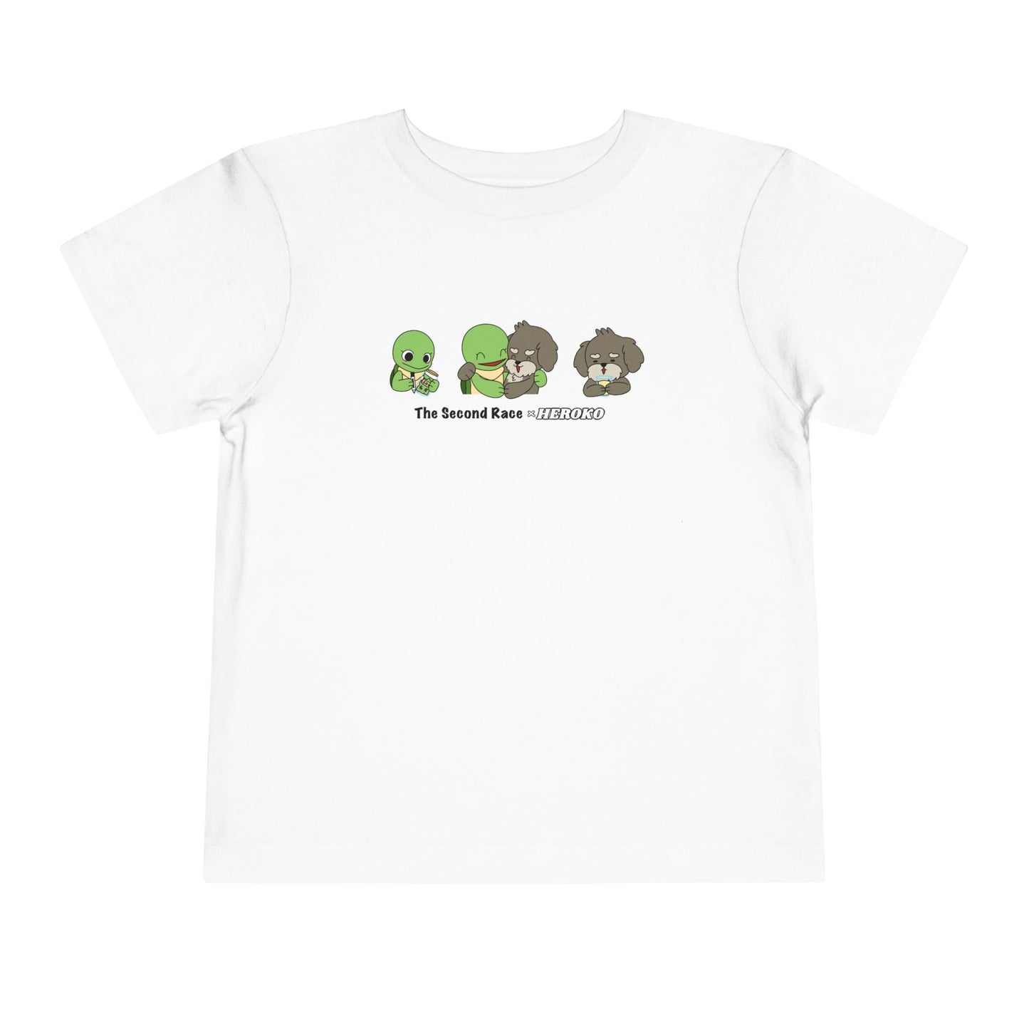Toddler Tee — Cute Turtle and Dog Character Trio "The Second Race"