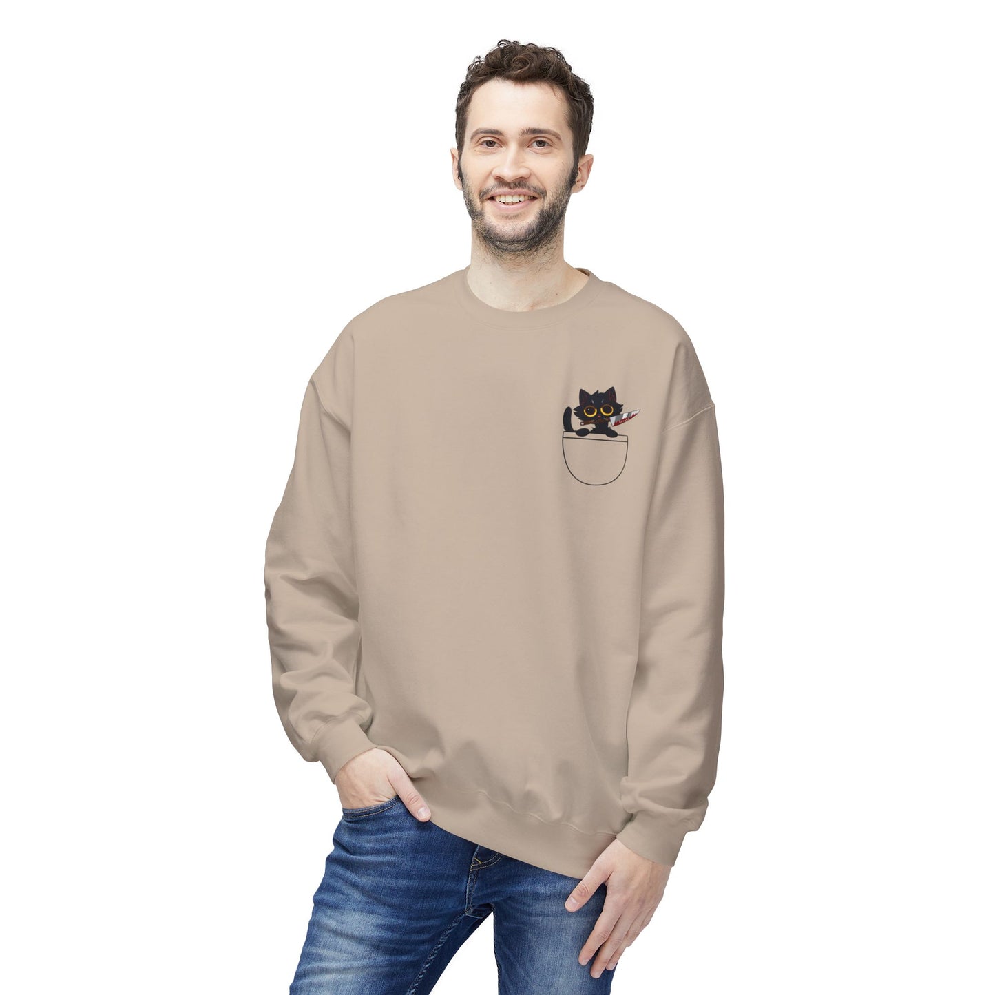 Adults BLACK CAT Fleece Crewneck Sweatshirt