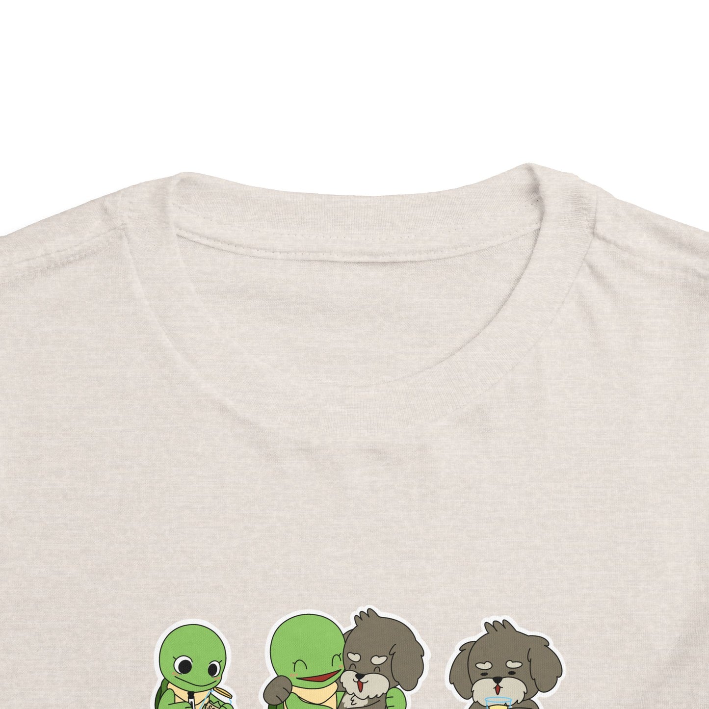 Toddler Tee — Cute Turtle and Dog Character Trio "The Second Race"