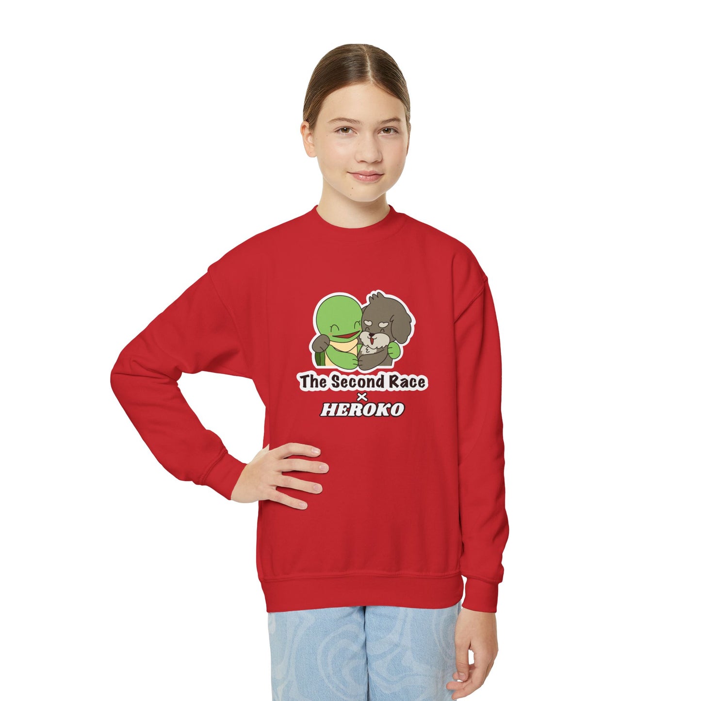 Kids Hugging Turtle & Puppy Crewneck Sweatshirt — The Second Race