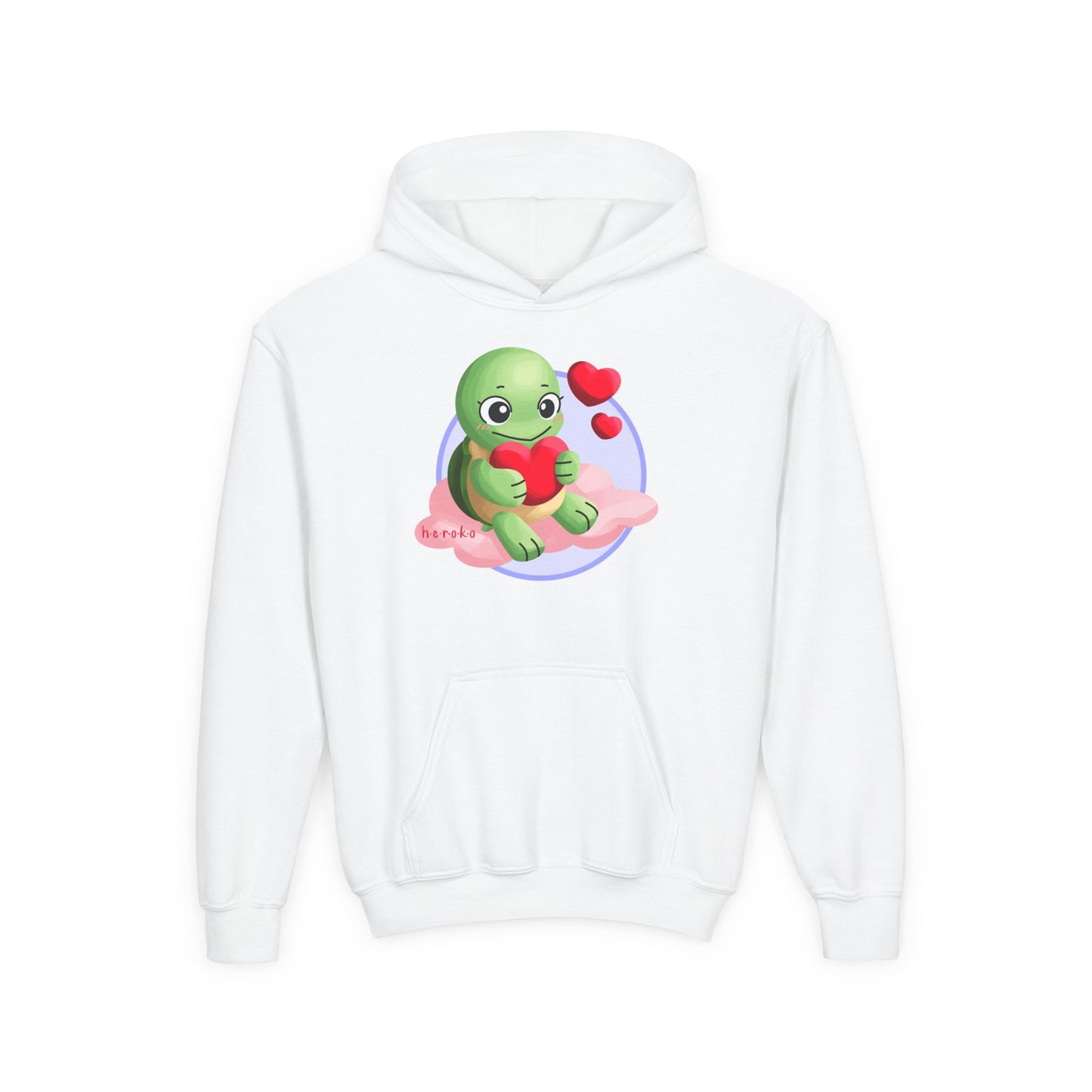 Kids Hoodie - Cute Turtle Valentine's Day Design