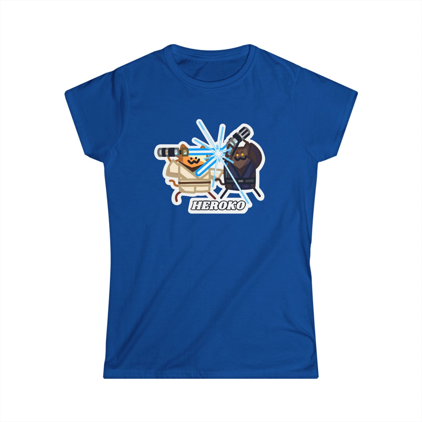 Slim Fit Tee - Jedi Cats Fighting Design