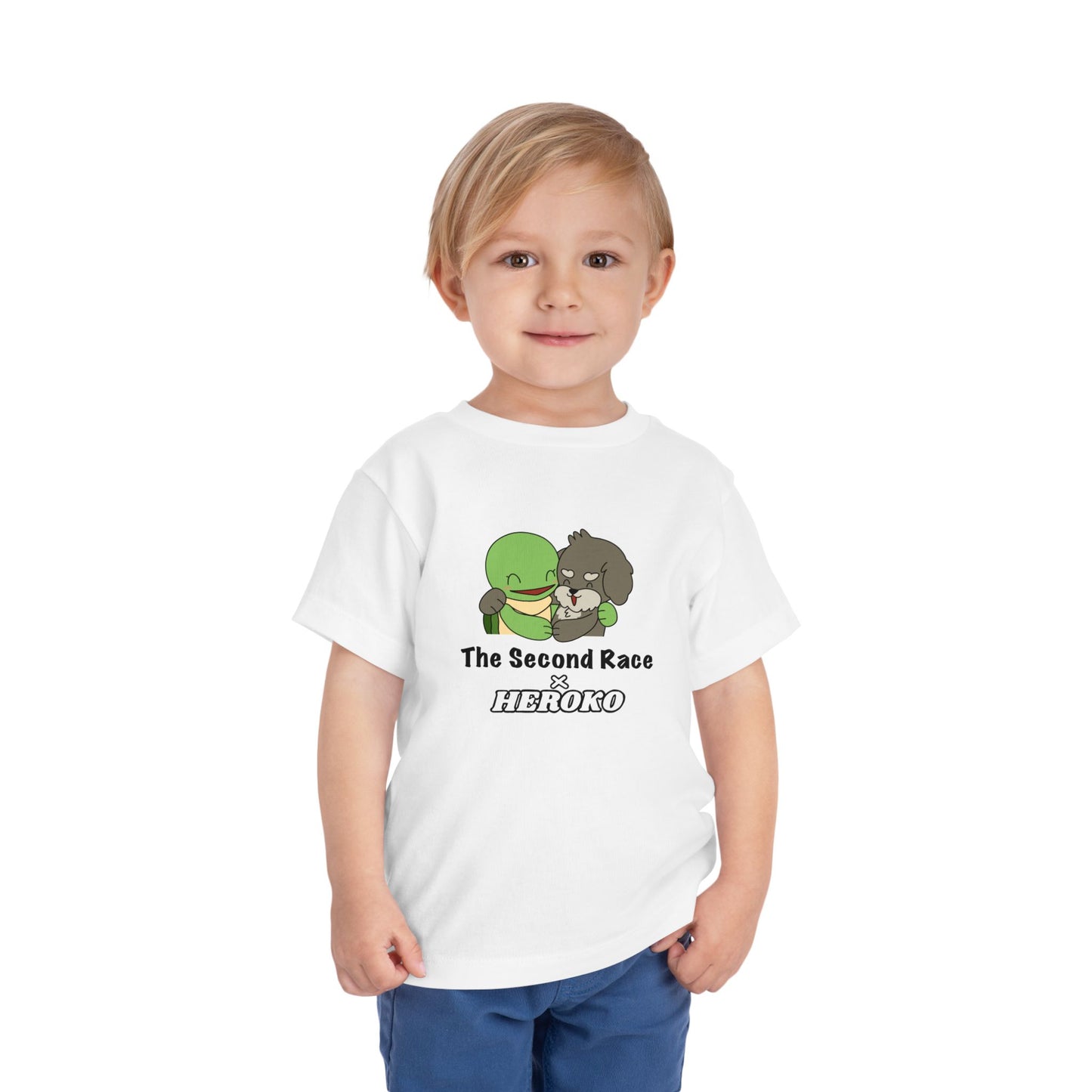 Toddler Tee — Cute "The Second Race" Cartoon Turtle & Puppy Graphic