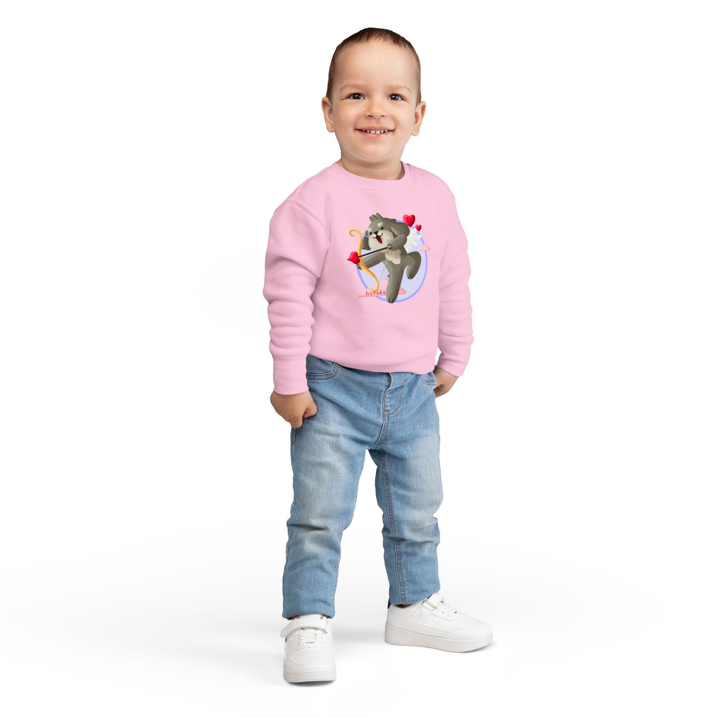 Toddler Sweatshirt  - Cute Dog Valentine's Day Design