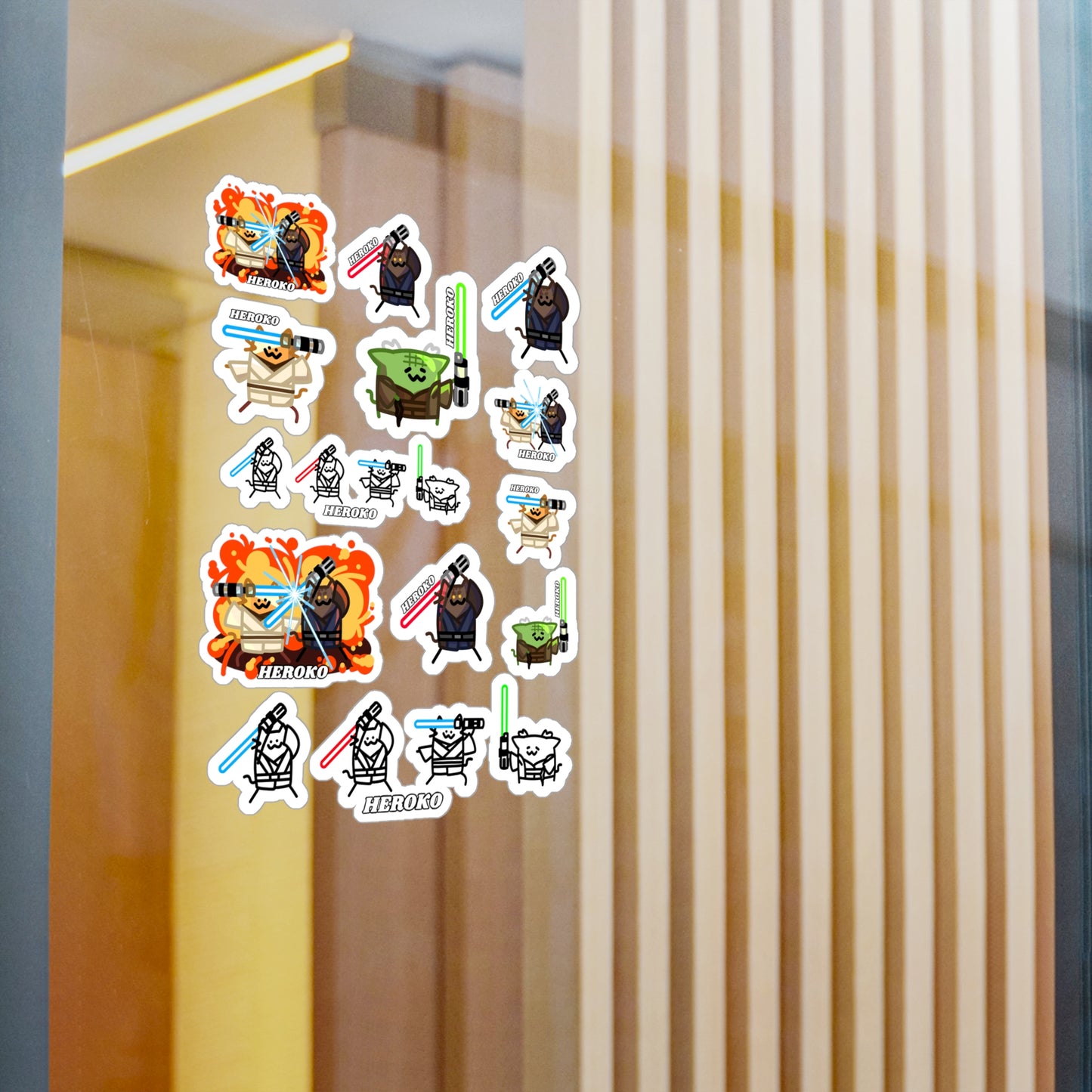 Jedi Cats 18 STICKERS -SET Kiss-Cut Vinyl Decals