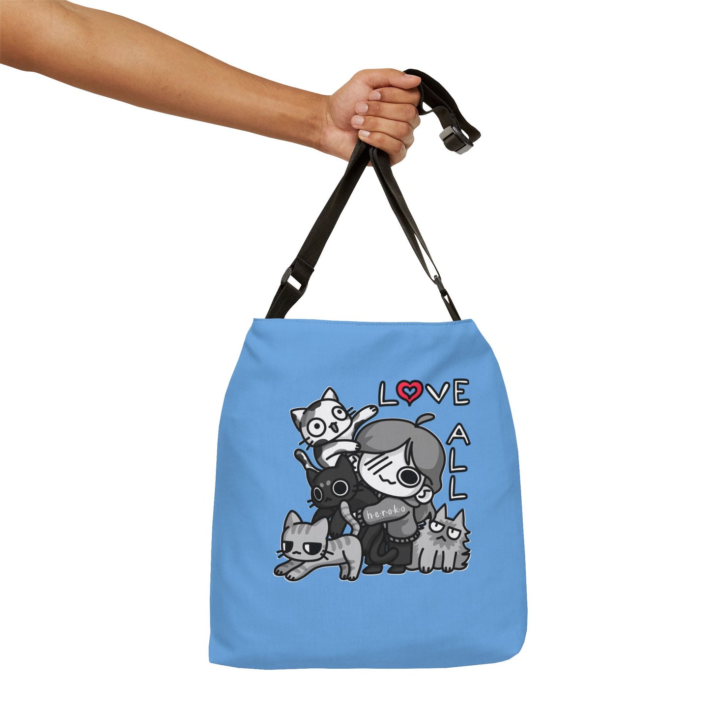 BLUE LOVE ALL CATS Adjustable Tote Bag