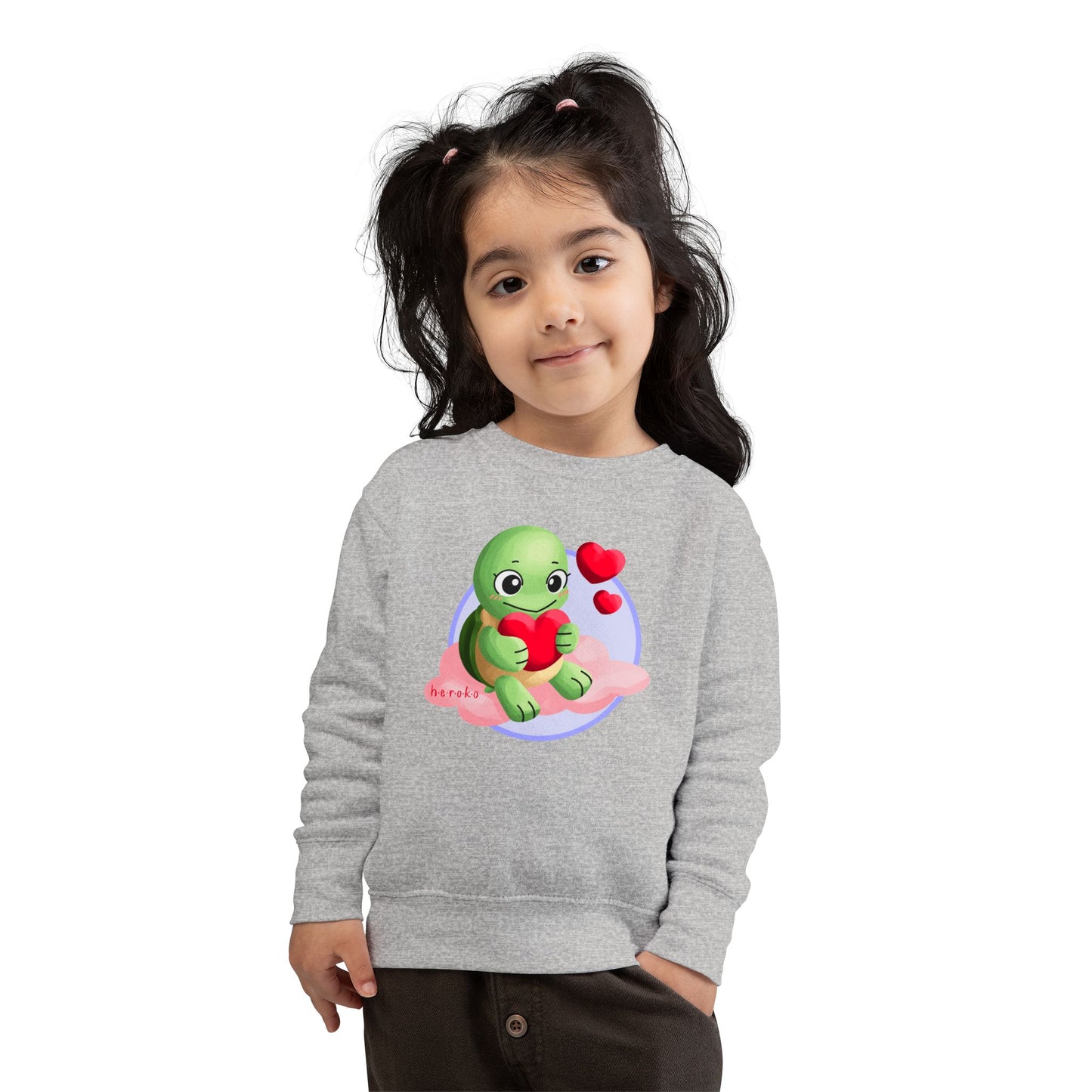 Toddler Sweatshirt  - Cute Turtle Valentine's Day Design