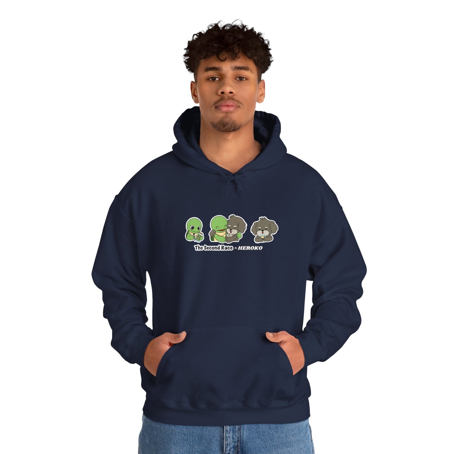 Adults Hoodie 'The Second Race' Turtle and Puppy Trio Sweatshirt