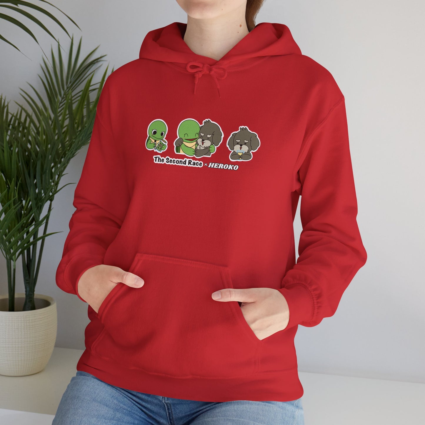 Adults Hoodie 'The Second Race' Turtle and Puppy Trio Sweatshirt