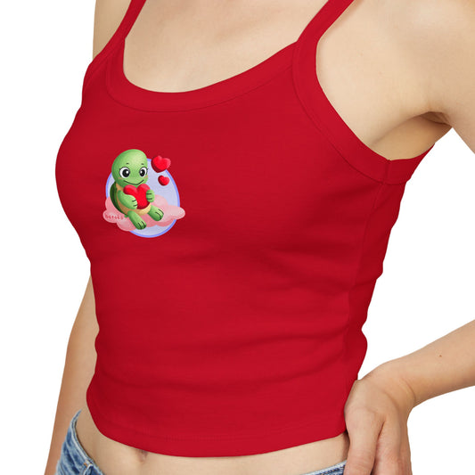 Women's Spaghetti Strap Tank Top, Cute Turtle Valentine's Day Design