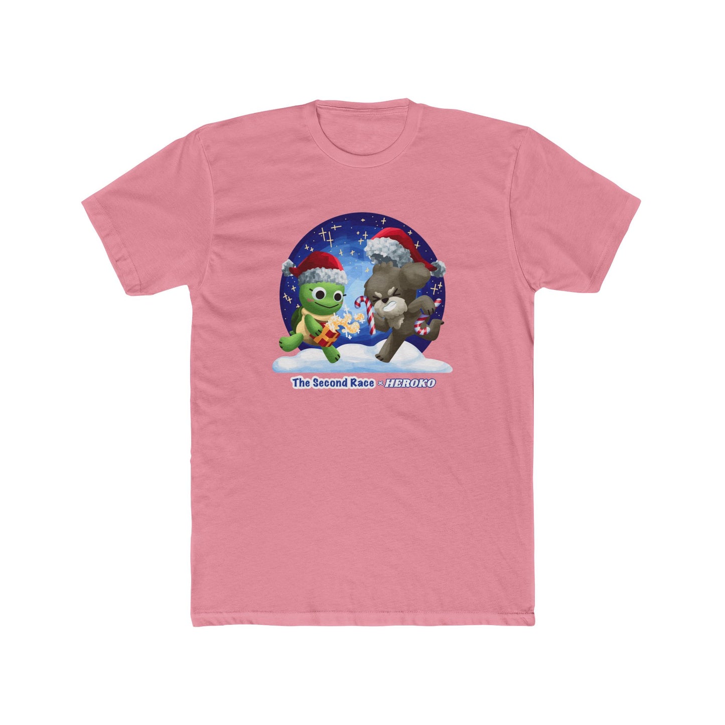 Graphic Tee for Adults - "The Second Race" Book Turtle & Puppy, Snow Globe Christmas Design