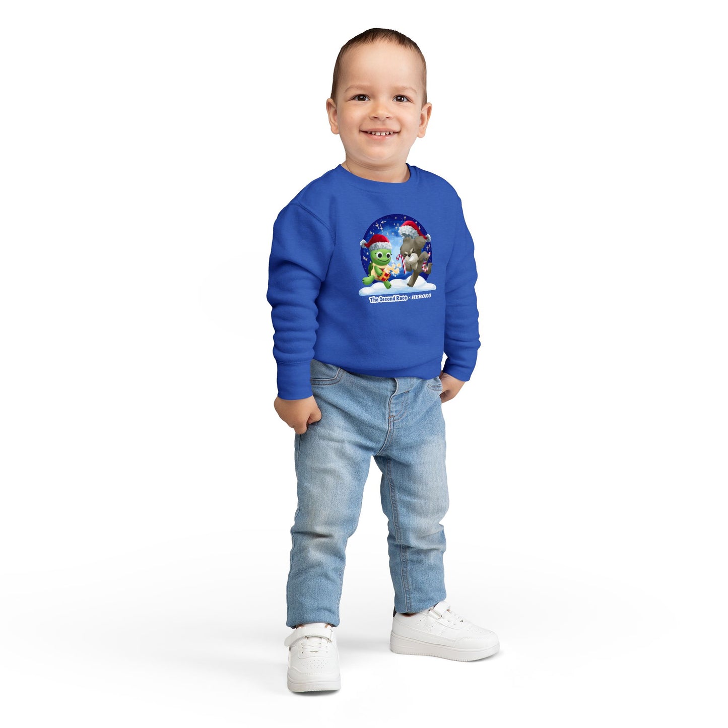 Toddler Sweatshirt - Cute Holiday Turtle & Puppy Friends Christmas Design
