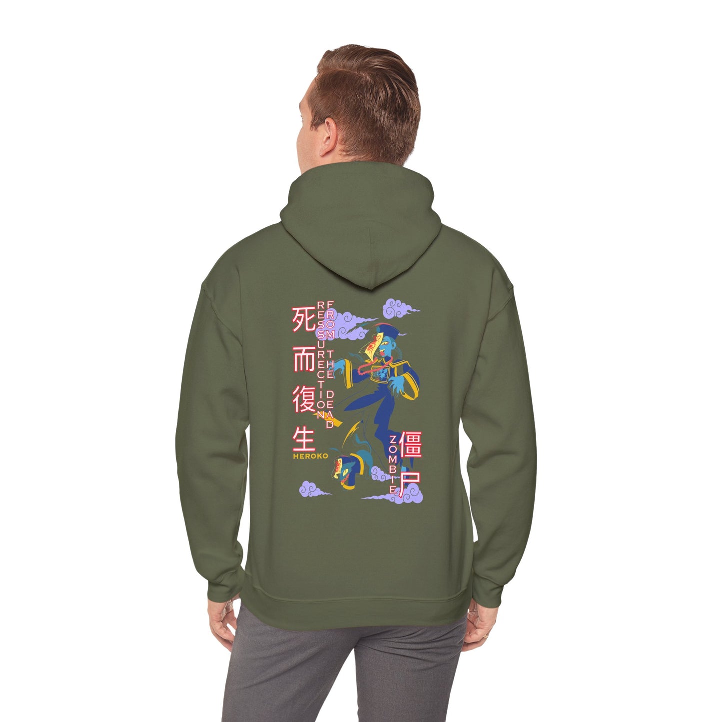 Adults Unisex Hoodie, Chinese Ancient Zombies Design on Back