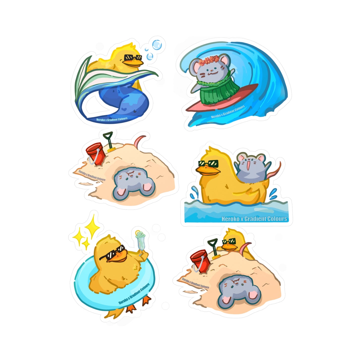 Summer Beach Theme STICKERS -SET Kiss-Cut Vinyl Decals