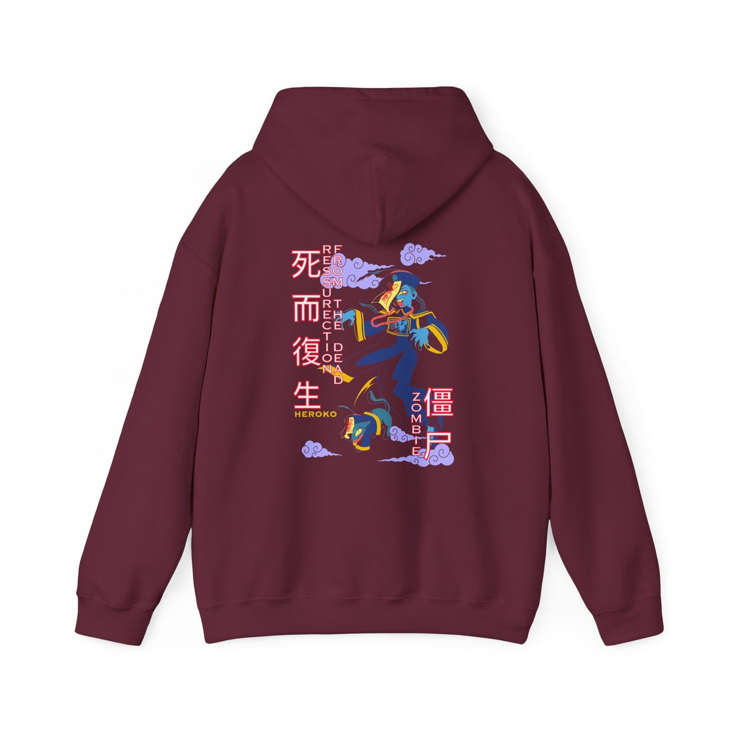Adults Unisex Hoodie, Chinese Ancient Zombies Design on Back