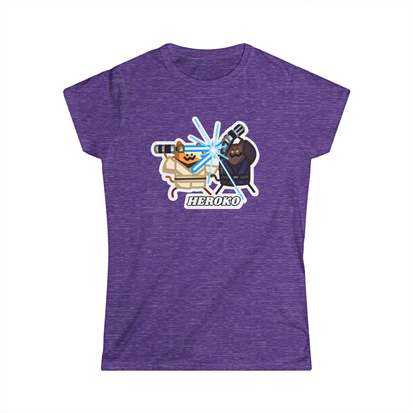Slim Fit Tee - Jedi Cats Fighting Design
