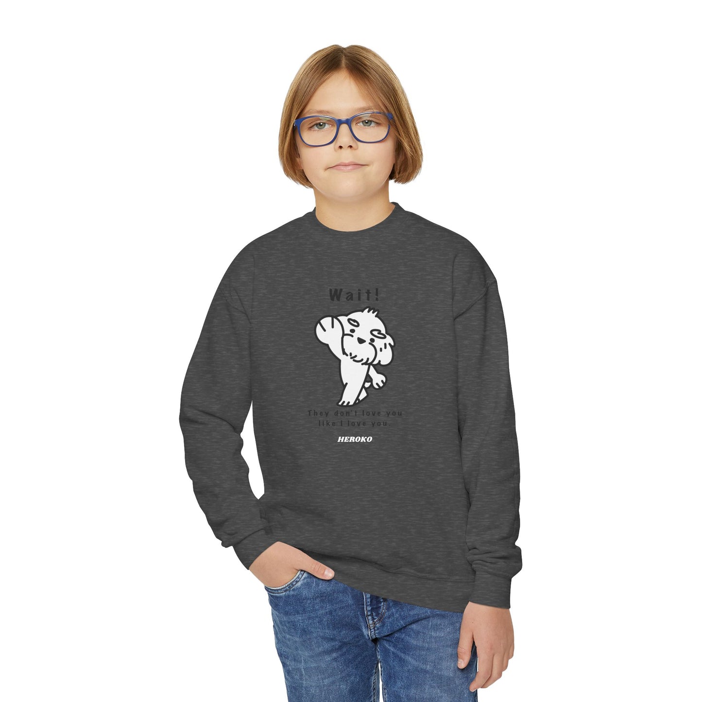 Youth WAIT! DOG MEME Crewneck Sweatshirt