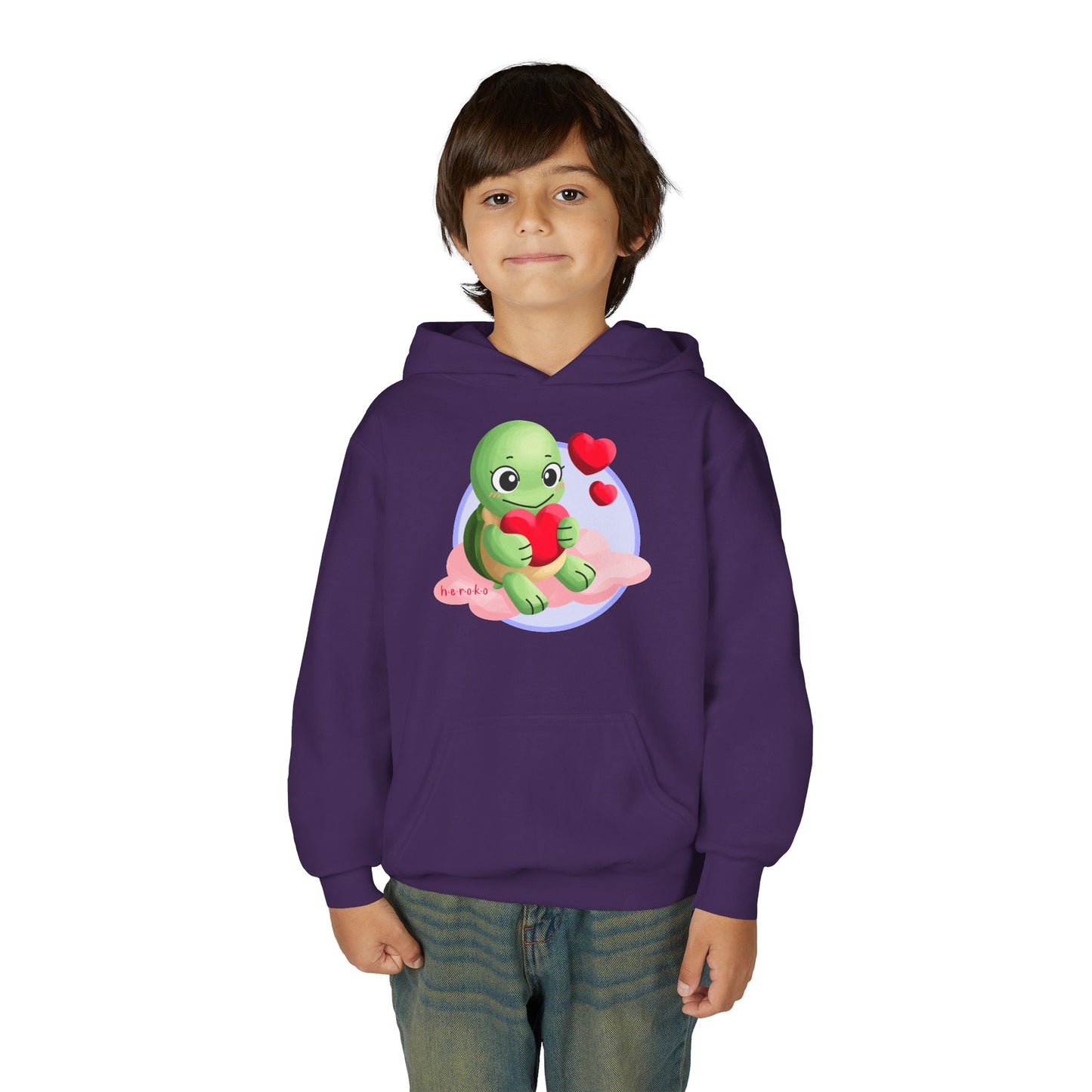 Kids Hoodie - Cute Turtle Valentine's Day Design