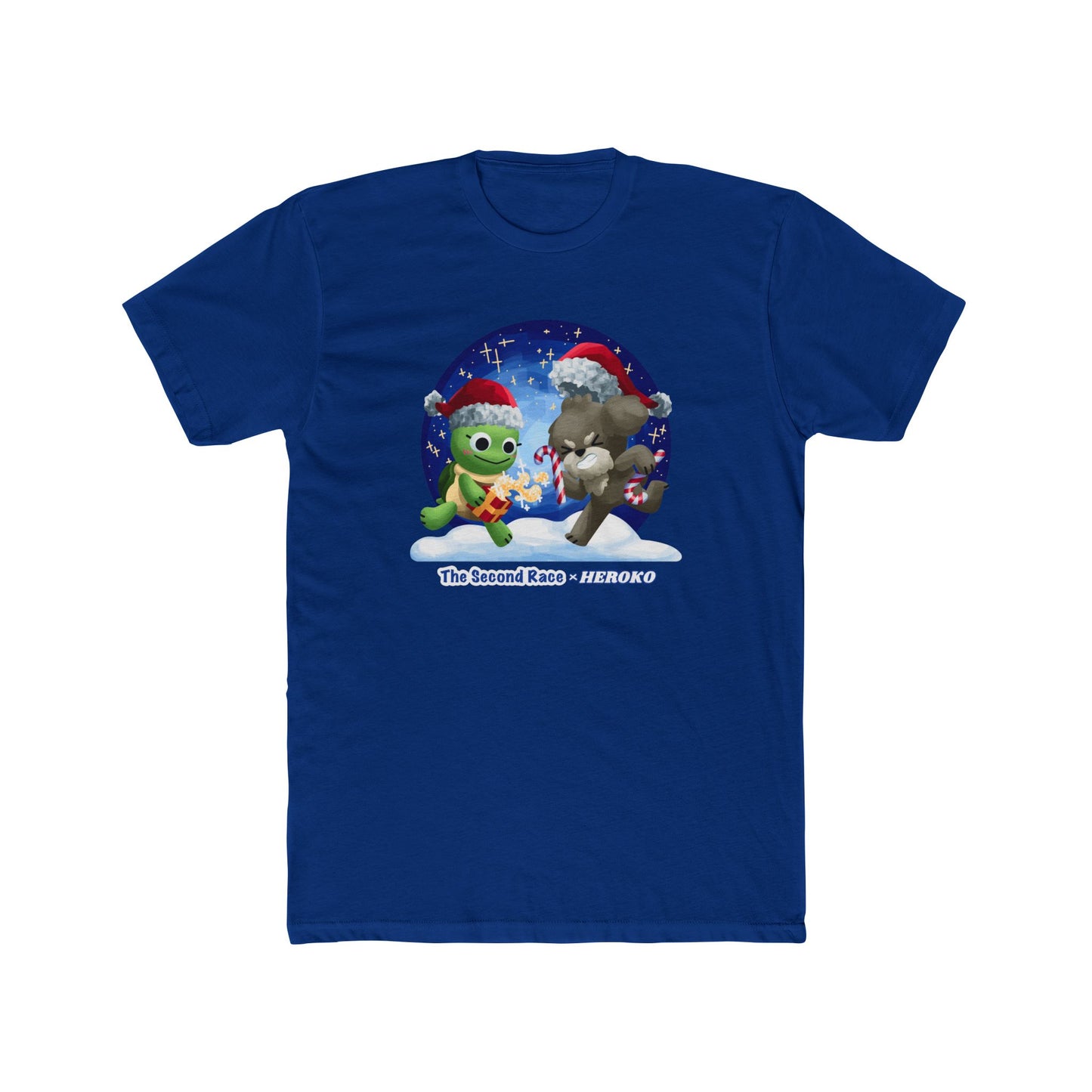 Graphic Tee for Adults - "The Second Race" Book Turtle & Puppy, Snow Globe Christmas Design