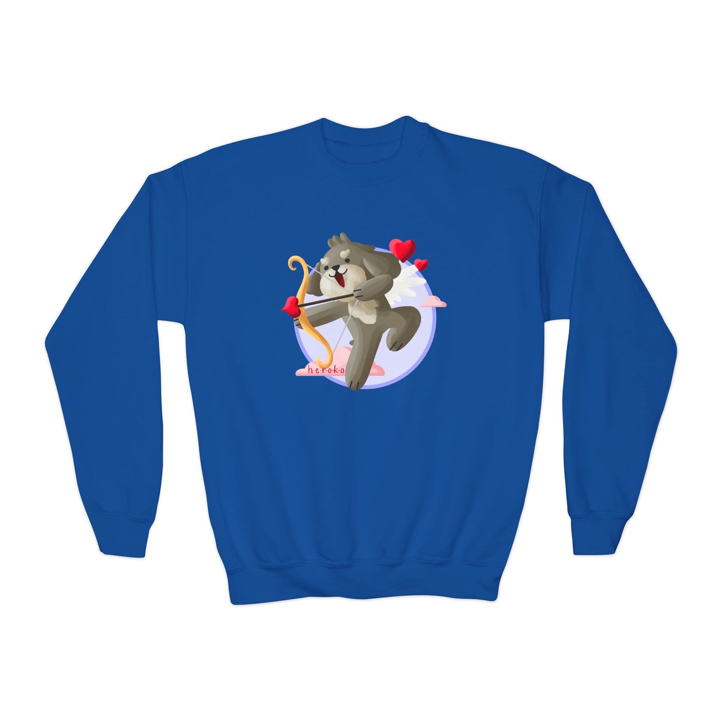 Kids Crewneck Sweatshirt  - Cute Dog Valentine's Day Design