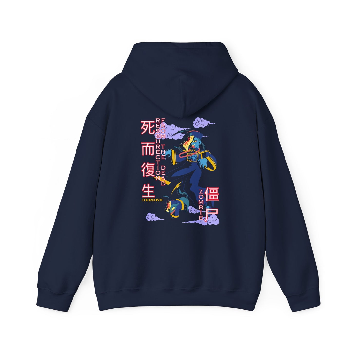 Adults Unisex Hoodie, Chinese Ancient Zombies Design on Back