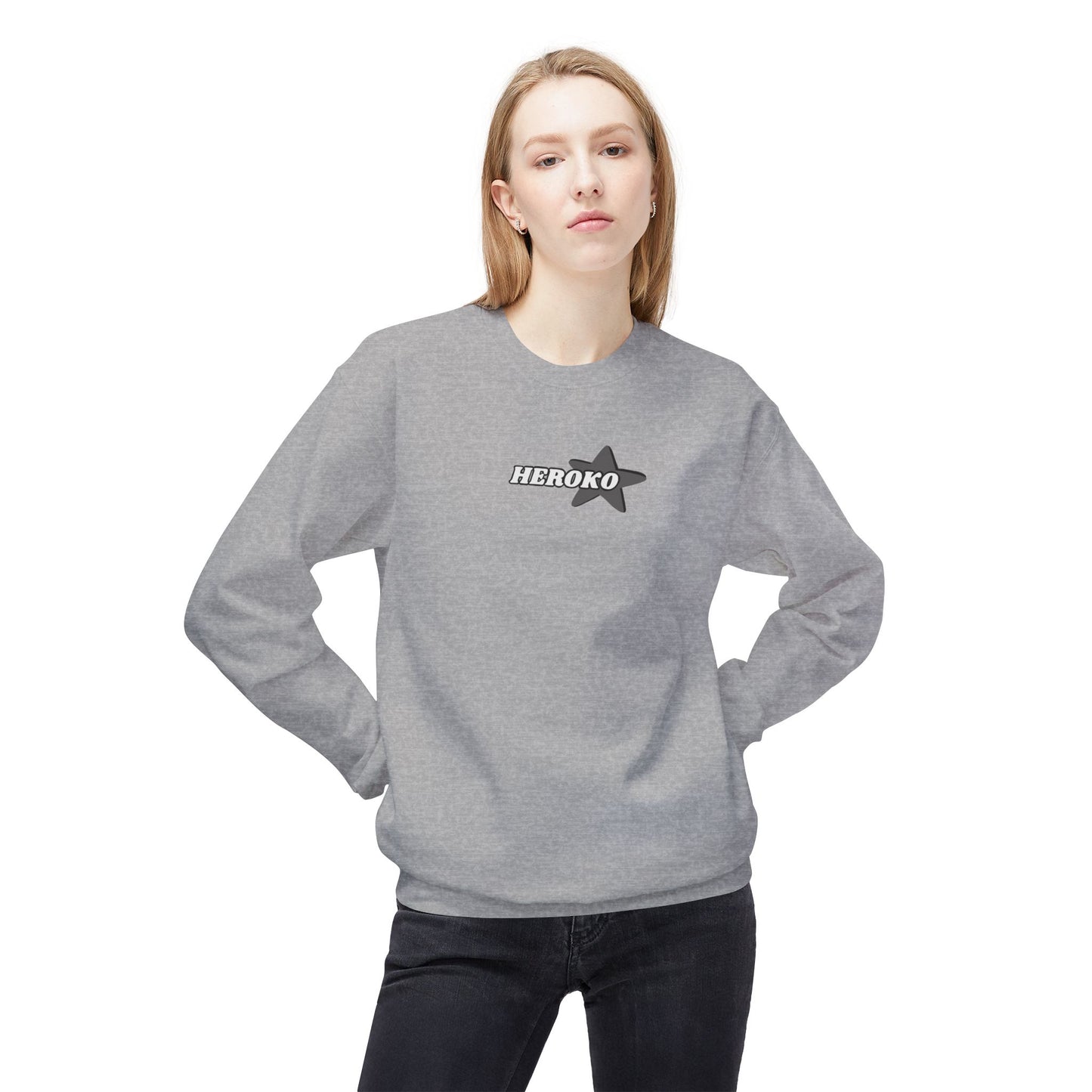 Adults HEROKO B&W STAR Fleece Crewneck Sweatshirt