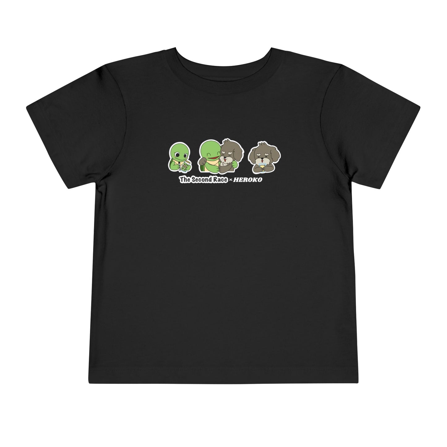 Toddler Tee — Cute Turtle and Dog Character Trio "The Second Race"