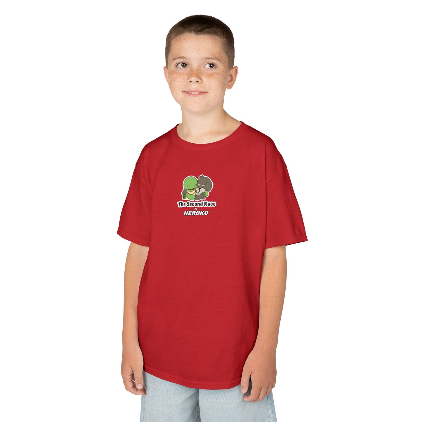 Kids Tee -"The Second Race" Cute Turtle and Puppy Graphic Tee
