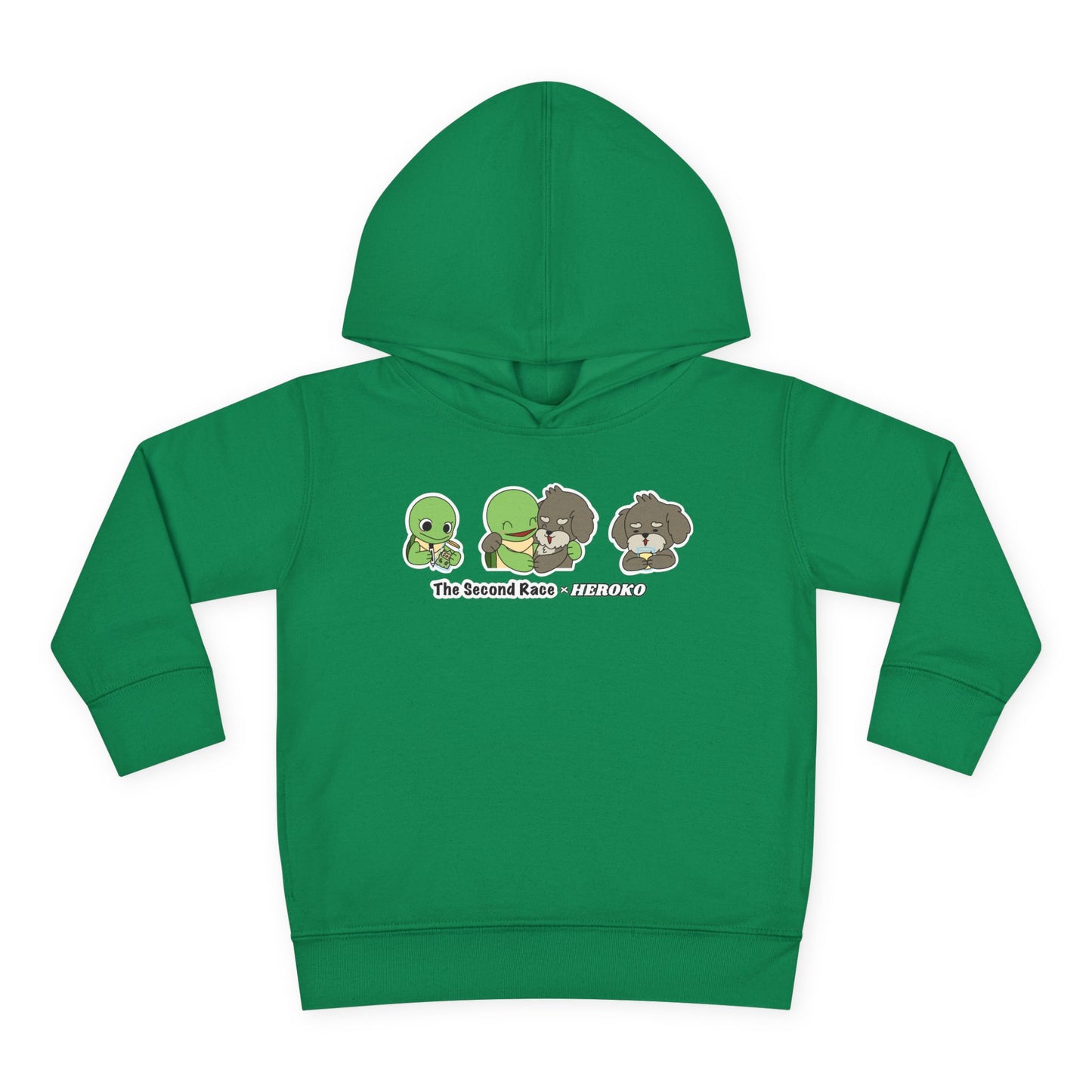 Toddler Hoodie — "The Second Race" Cute Turtle & Puppy Character Pullover