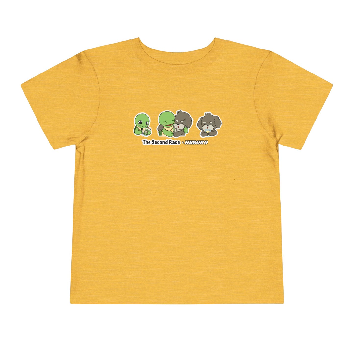 Toddler Tee — Cute Turtle and Dog Character Trio "The Second Race"