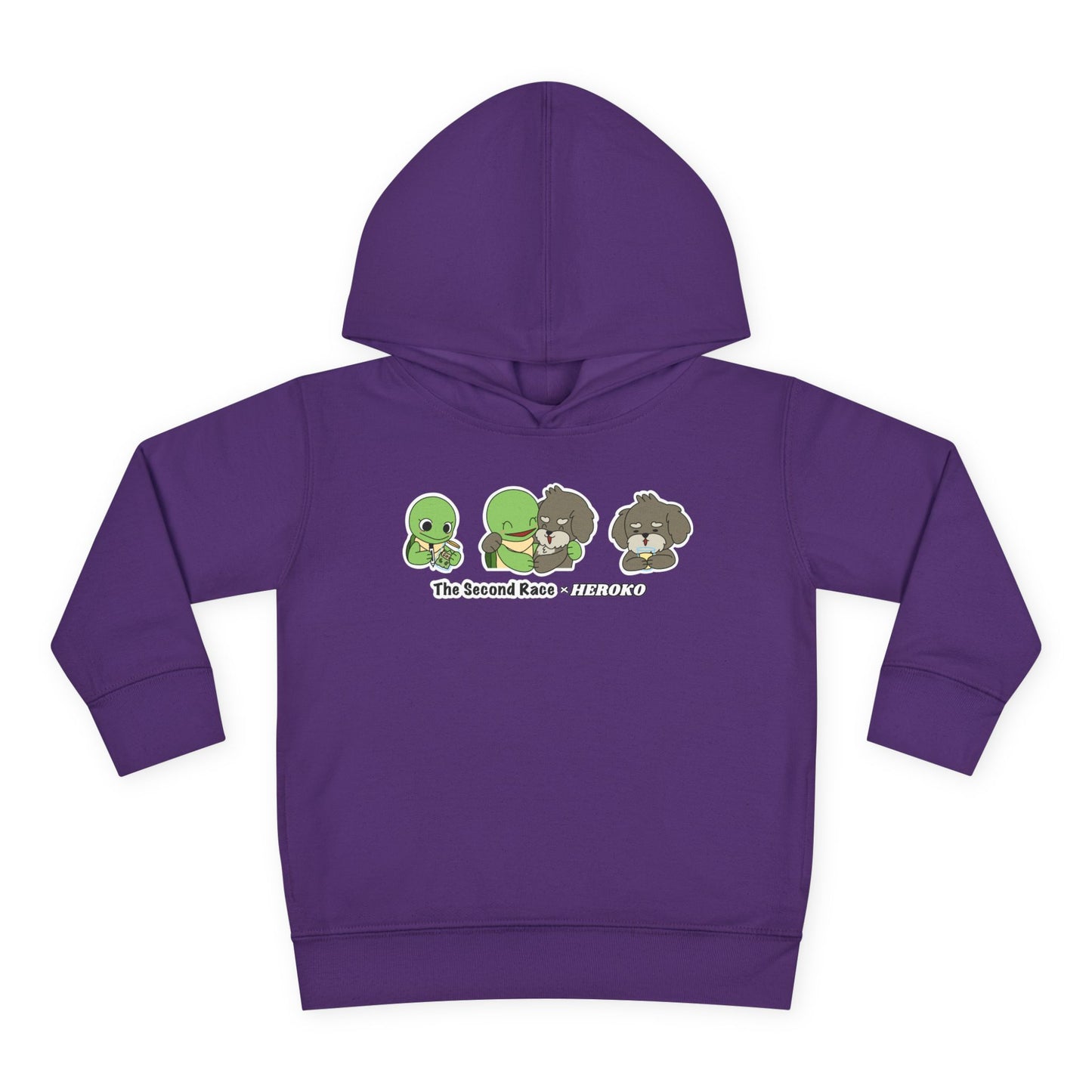 Toddler Hoodie — "The Second Race" Cute Turtle & Puppy Character Pullover