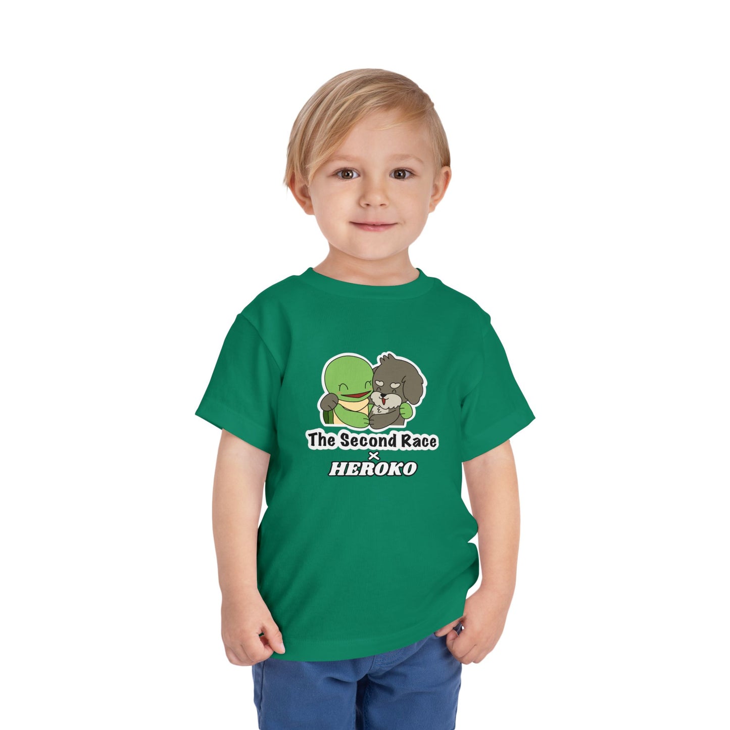 Toddler Tee — Cute "The Second Race" Cartoon Turtle & Puppy Graphic