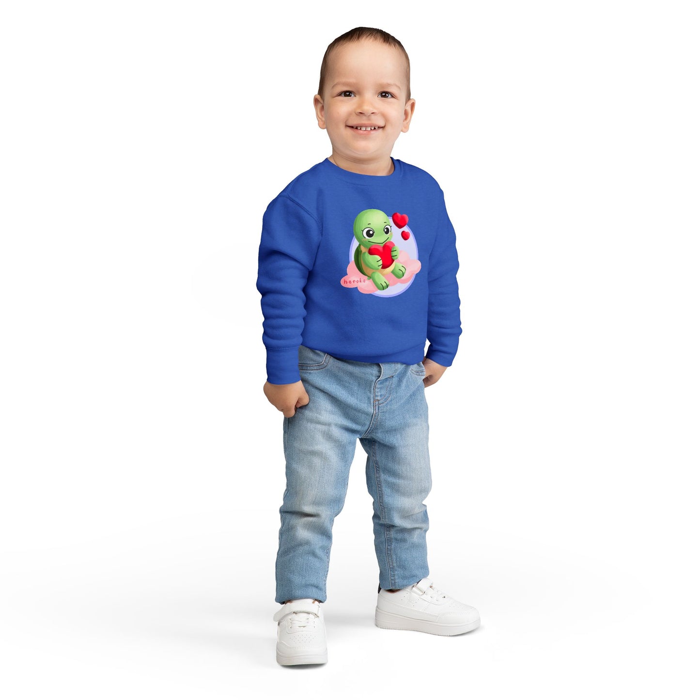 Toddler Sweatshirt  - Cute Turtle Valentine's Day Design