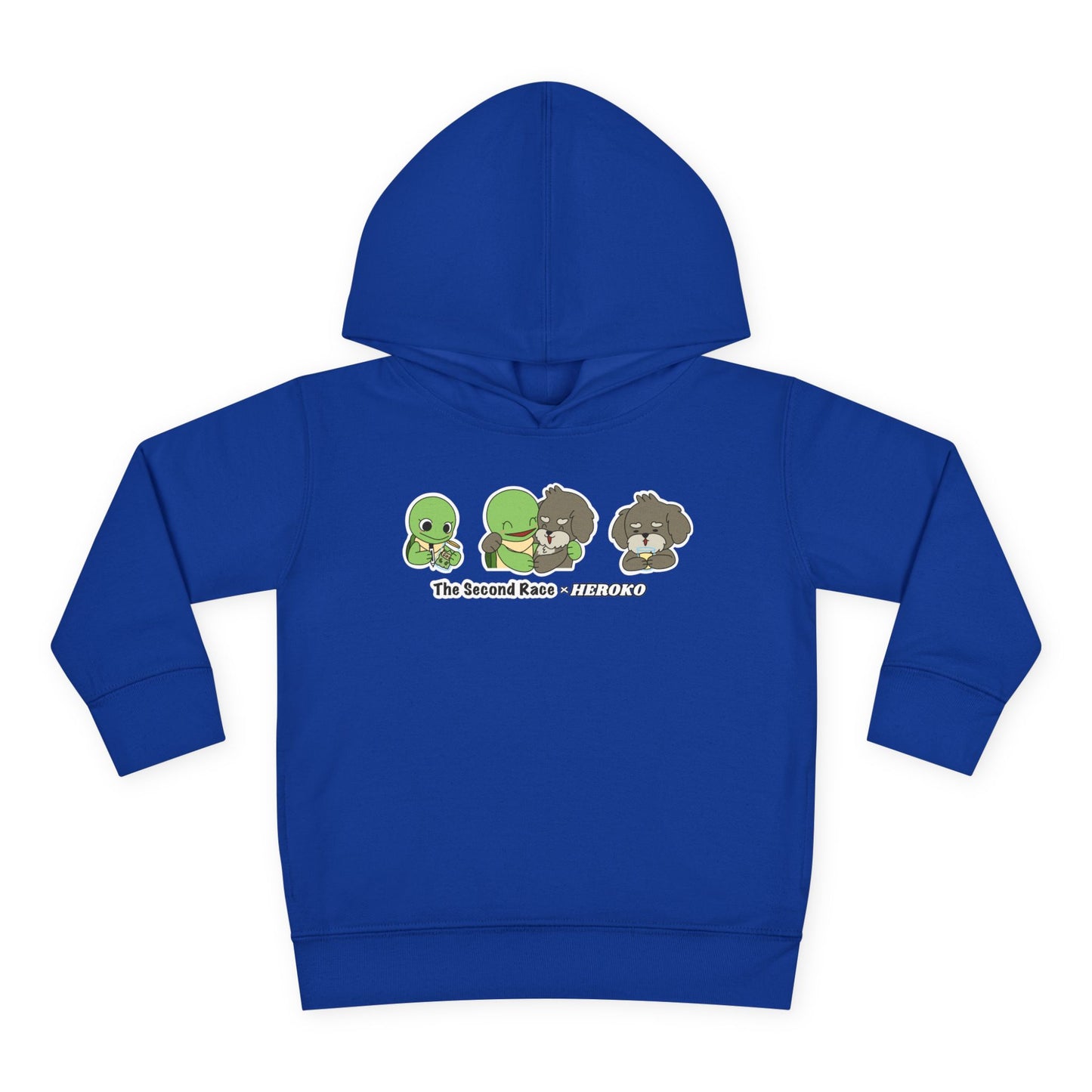 Toddler Hoodie — "The Second Race" Cute Turtle & Puppy Character Pullover