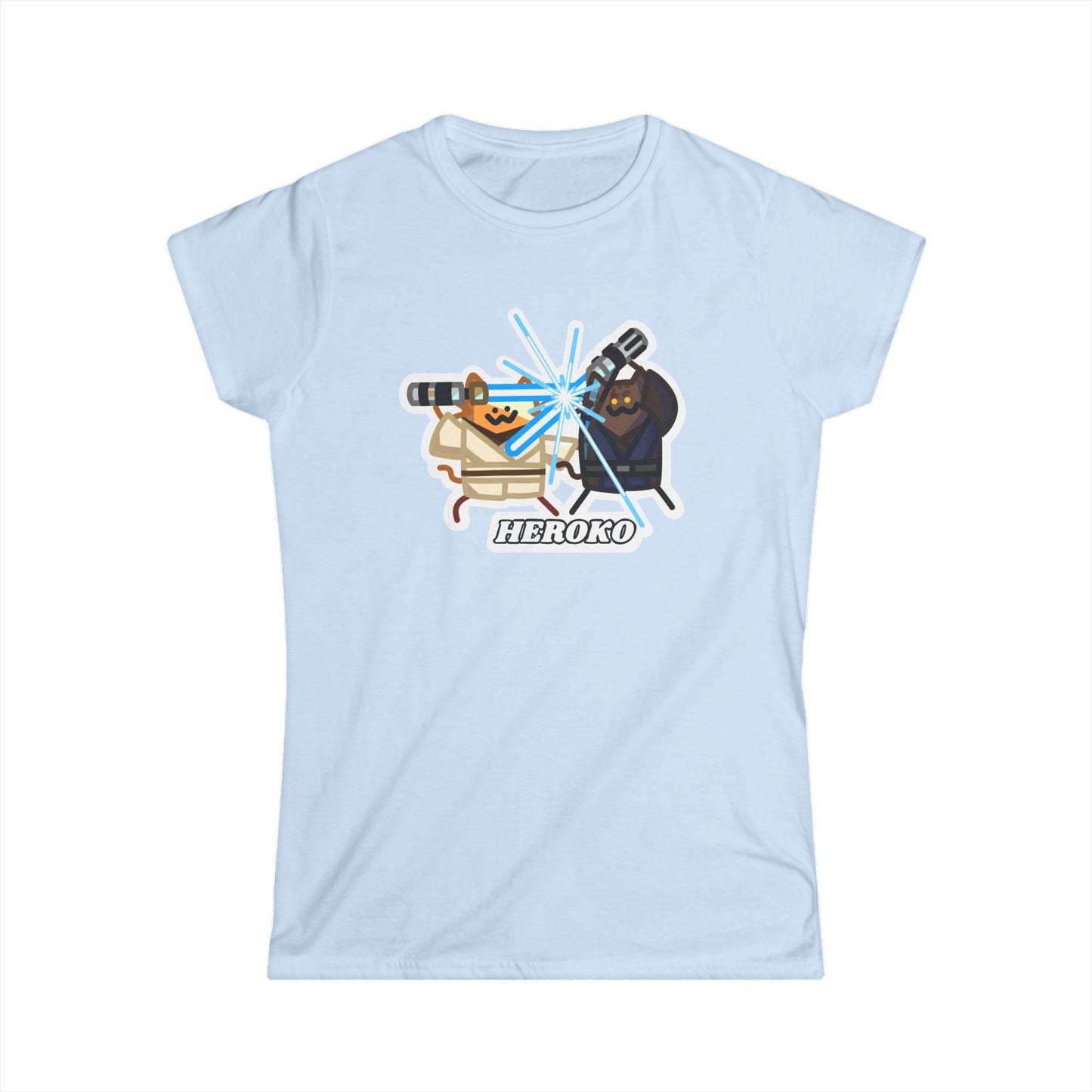 Slim Fit Tee - Jedi Cats Fighting Design