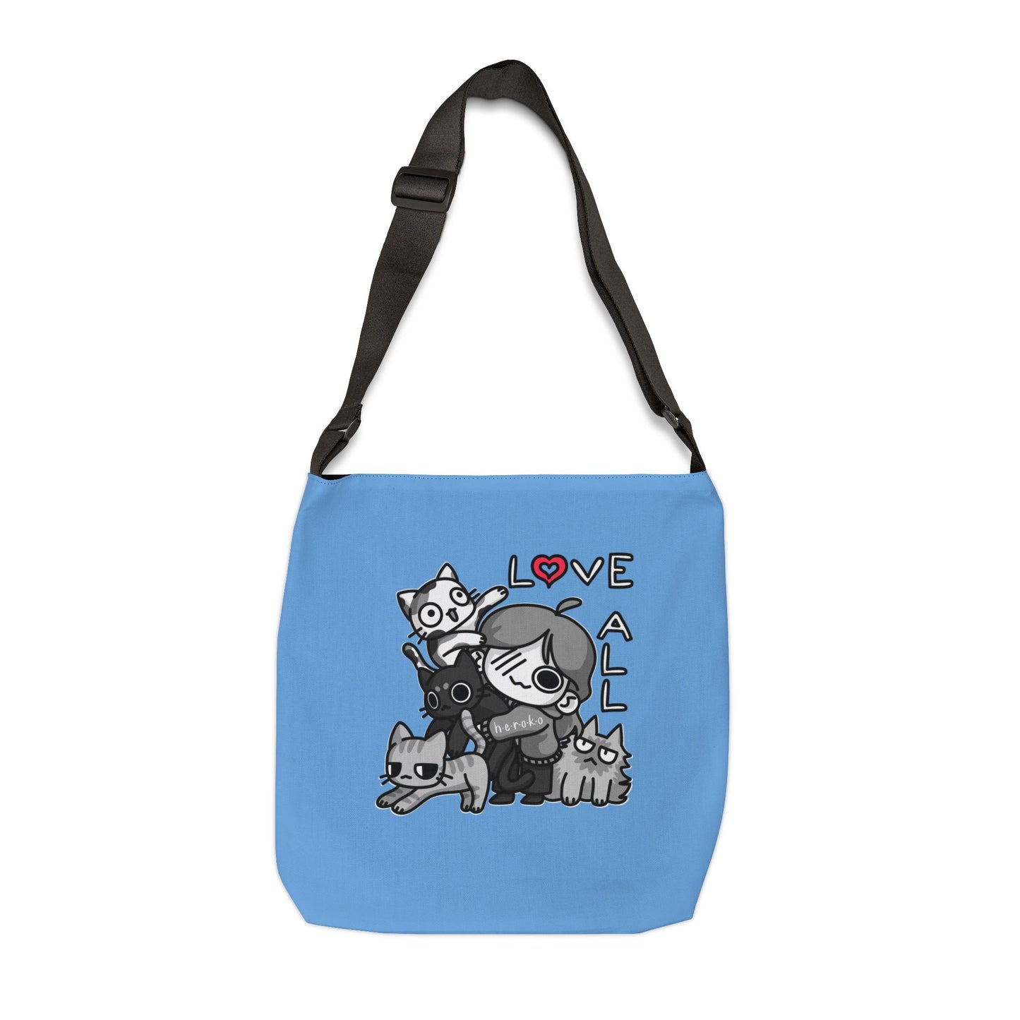 BLUE LOVE ALL CATS Adjustable Tote Bag