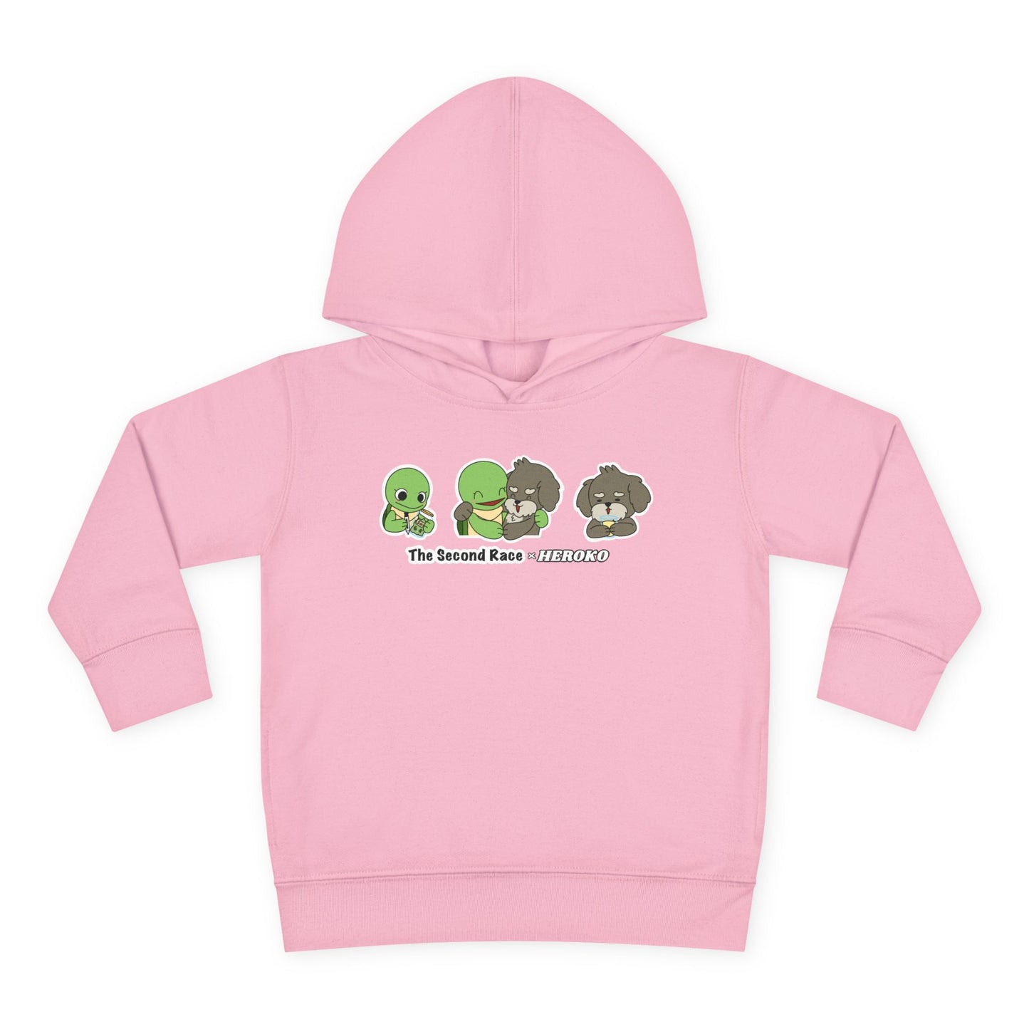 Toddler Hoodie — "The Second Race" Cute Turtle & Puppy Character Pullover