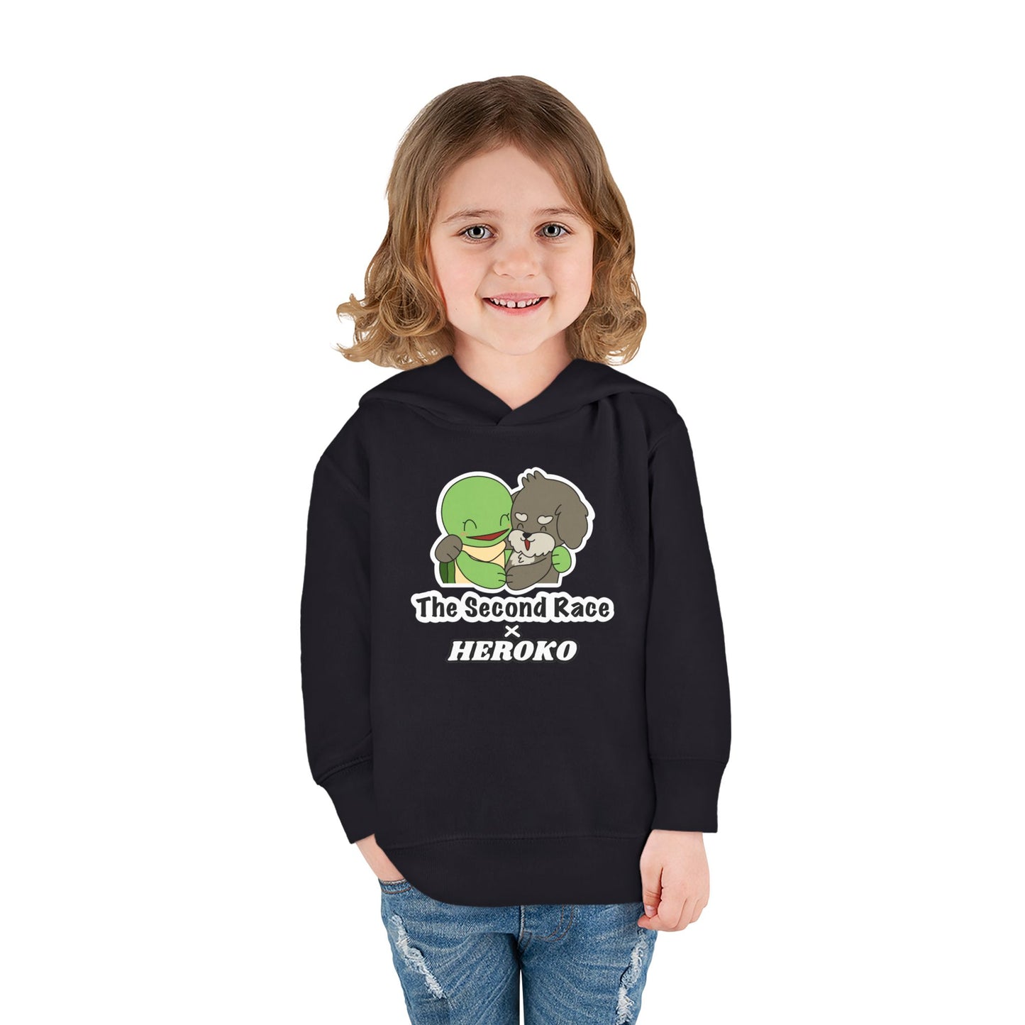 Toddler Hoodie - Cute Turtle & Dog "The Second Race" Fleece Pullover