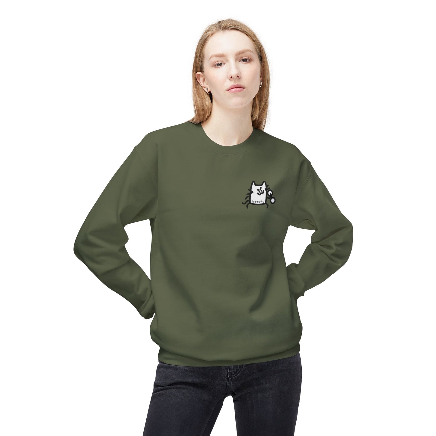 Adults CATS WORKIN’ OUT Fleece Crewneck Sweatshirt