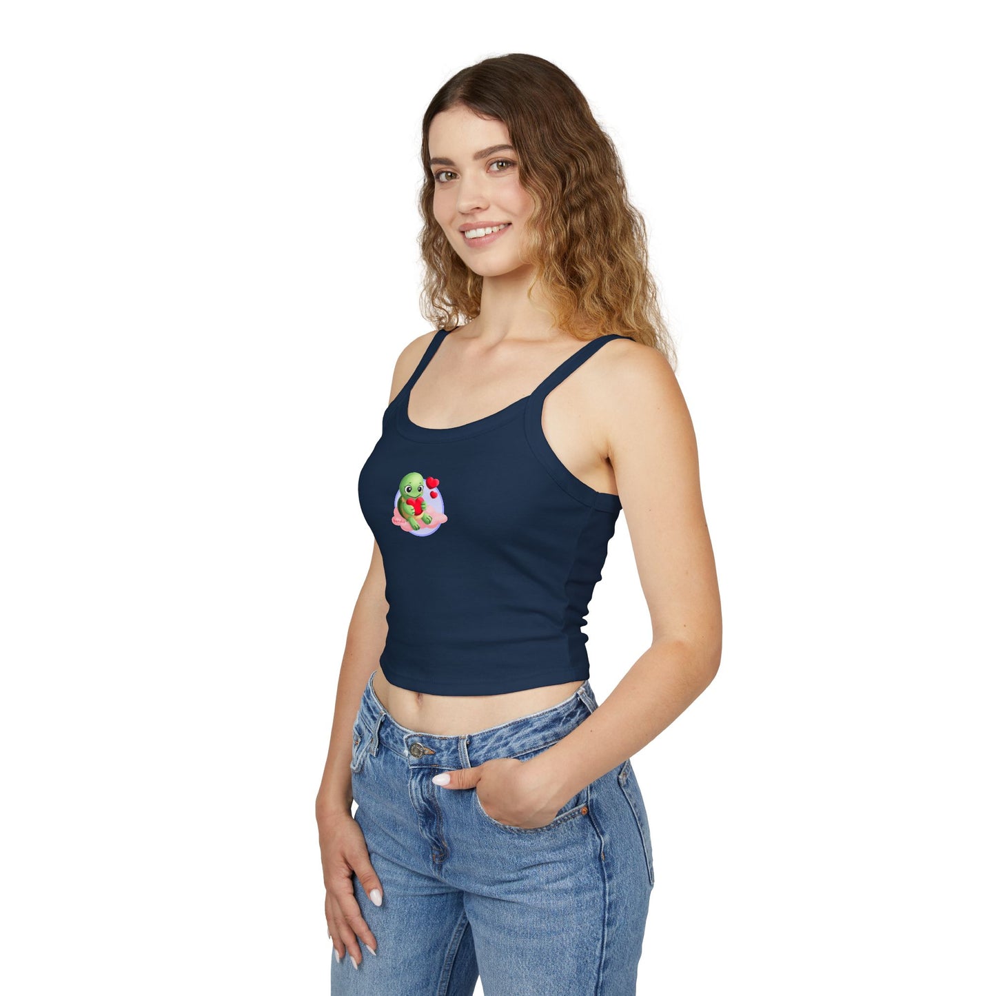 Women's Spaghetti Strap Tank Top, Cute Turtle Valentine's Day Design