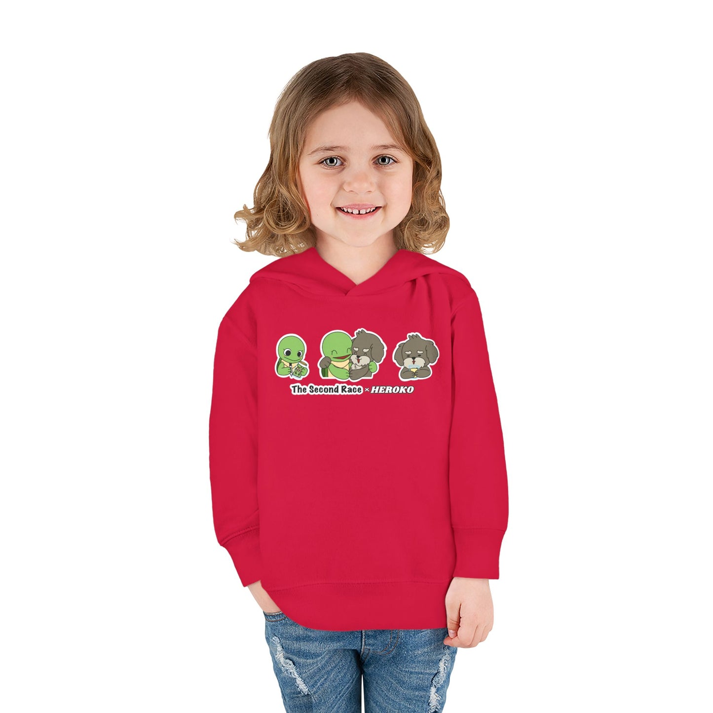 Toddler Hoodie — "The Second Race" Cute Turtle & Puppy Character Pullover