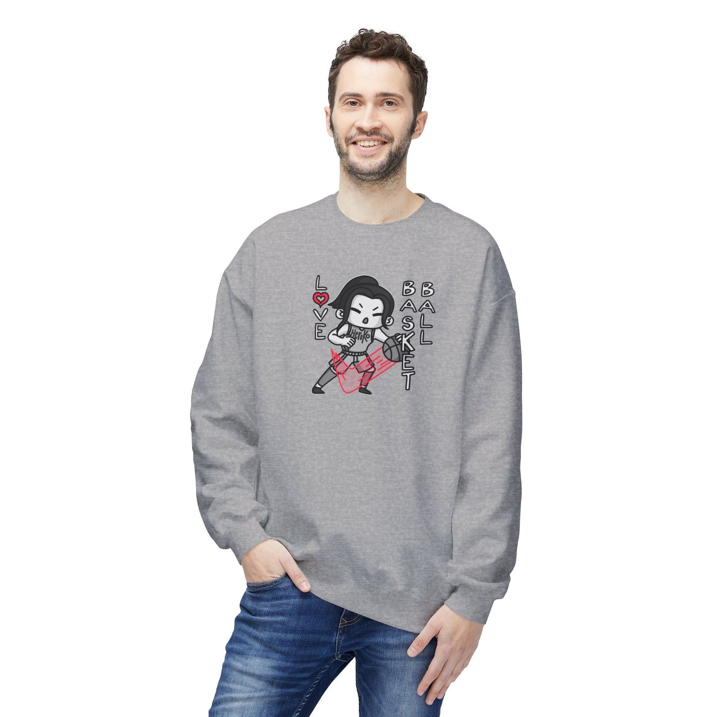 Adults GIRLS LOVE BASKETBALLS Fleece Crewneck Sweatshirt